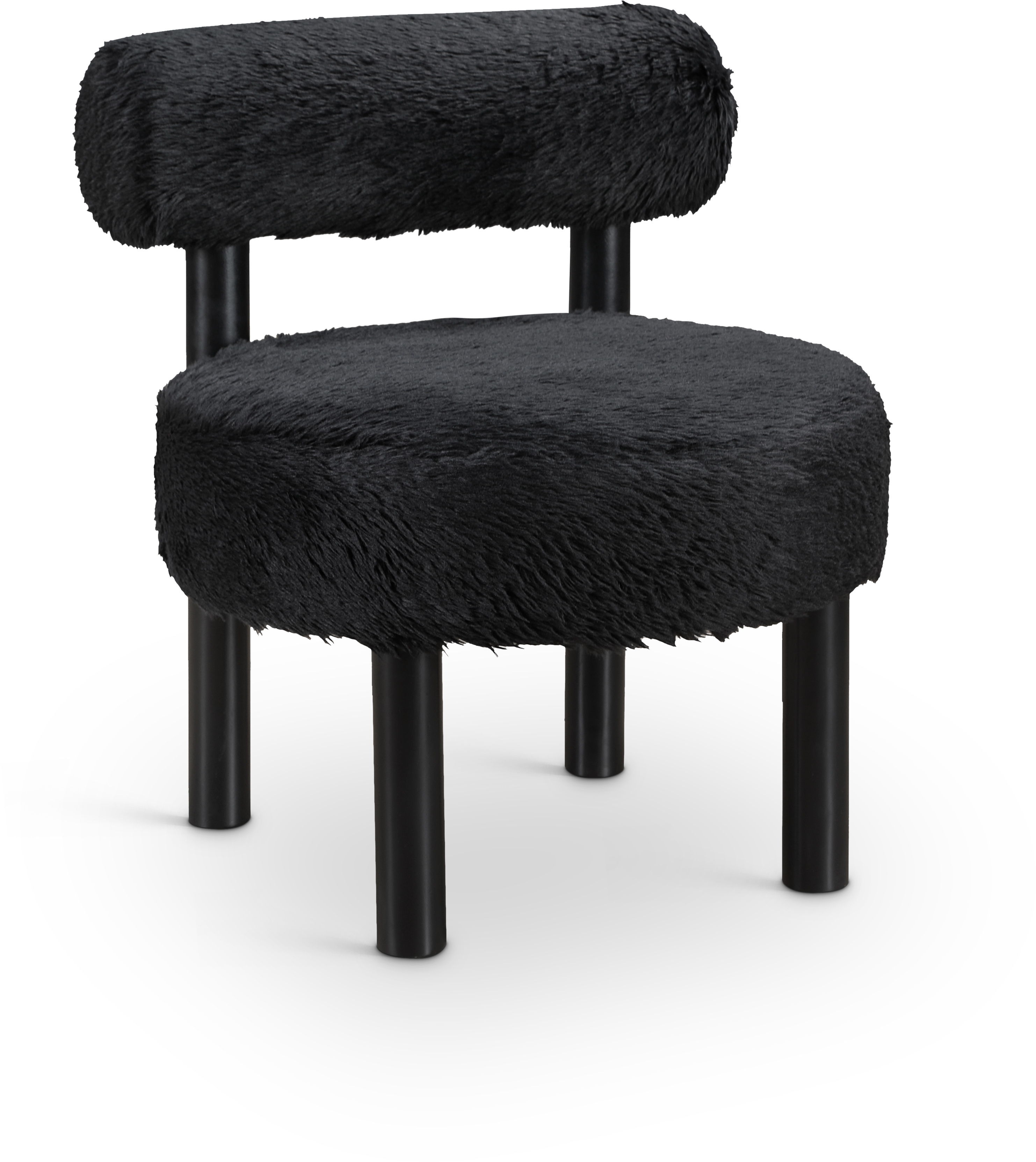 Ambre - Vegan Shearling Fabric Upholstered Accent Chair - Black