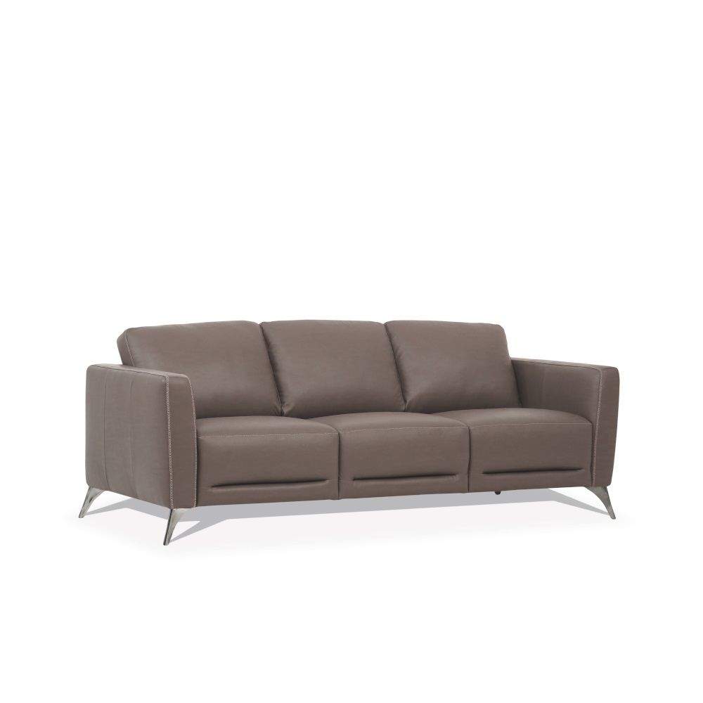 Malaga - Sofa - Taupe Leather, dark brown