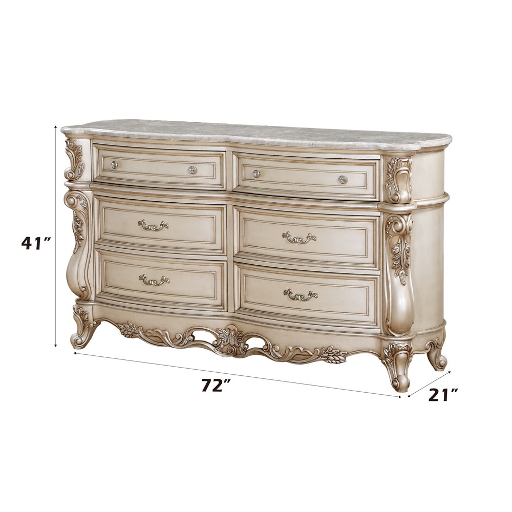 Gorsedd - Dresser With Marble Top - Marble Top & Golden Ivory, beige, view 6