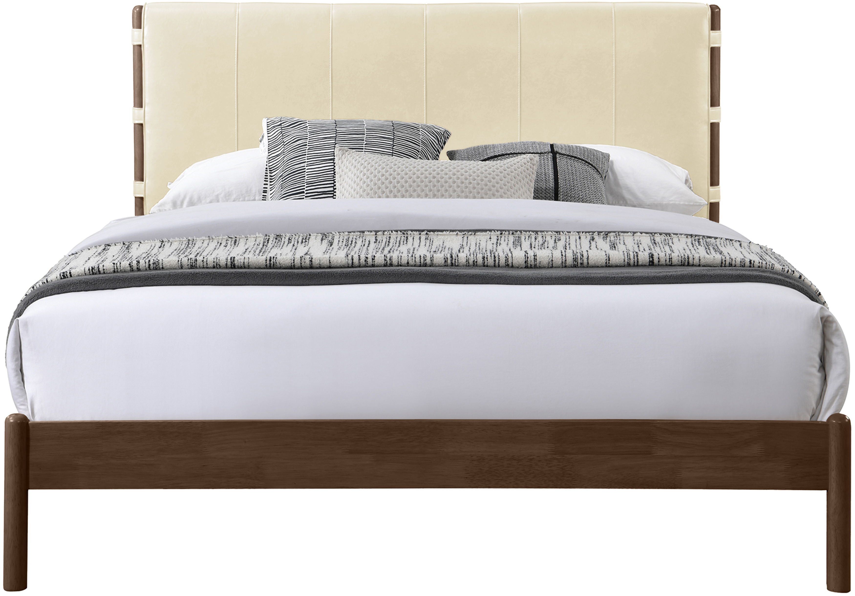 Arielle - Vegan Leather Upholstered Full Bed - Cream