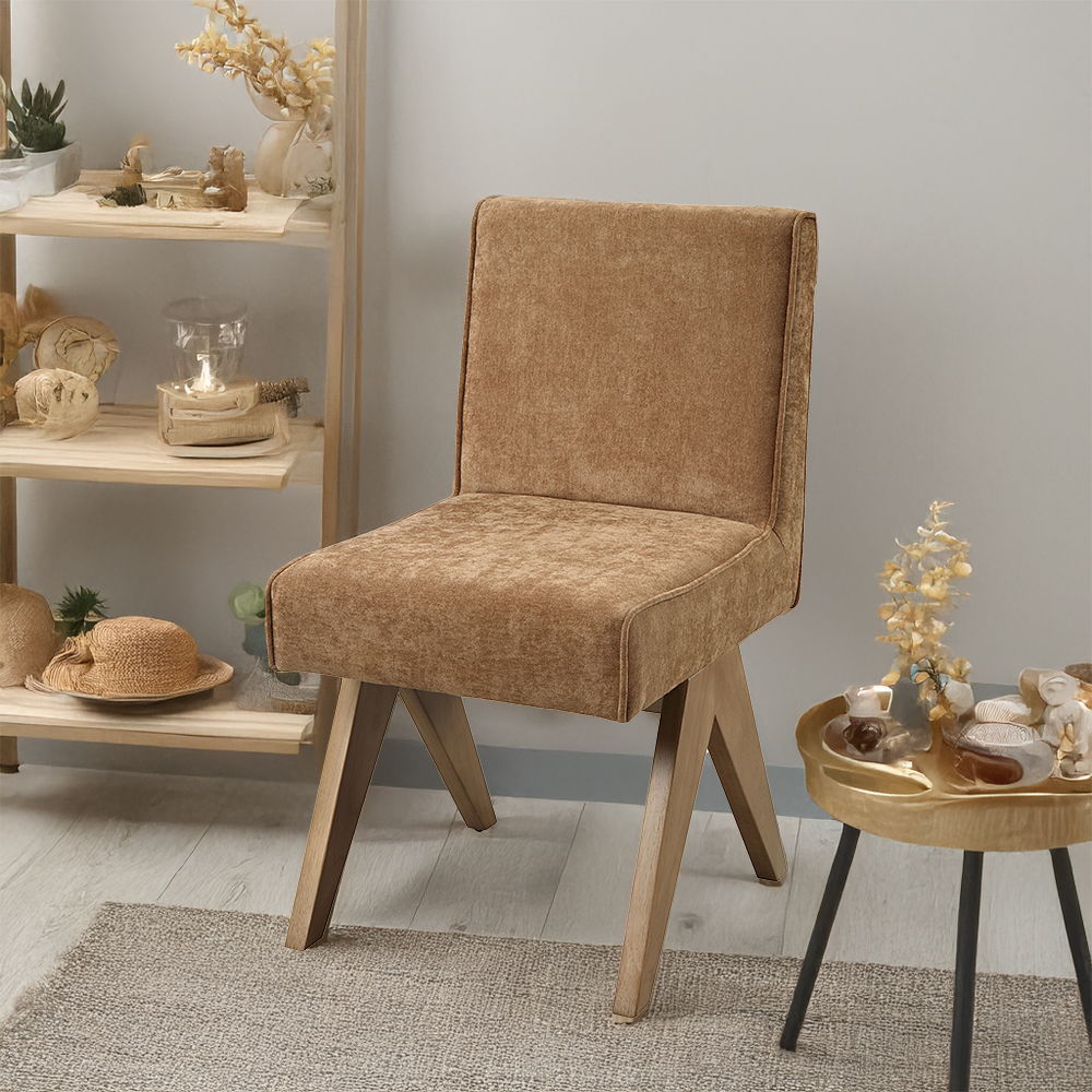 Zoey - Side Chair (Set of 2) - Chocolate Chenille & Oak, dark brown