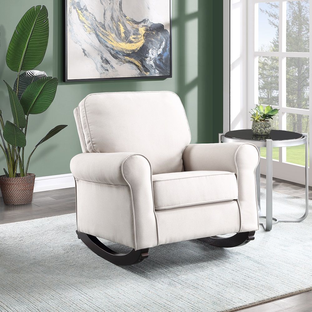 Elvin - Rocking Chair - Beige Fabric, white, view 2