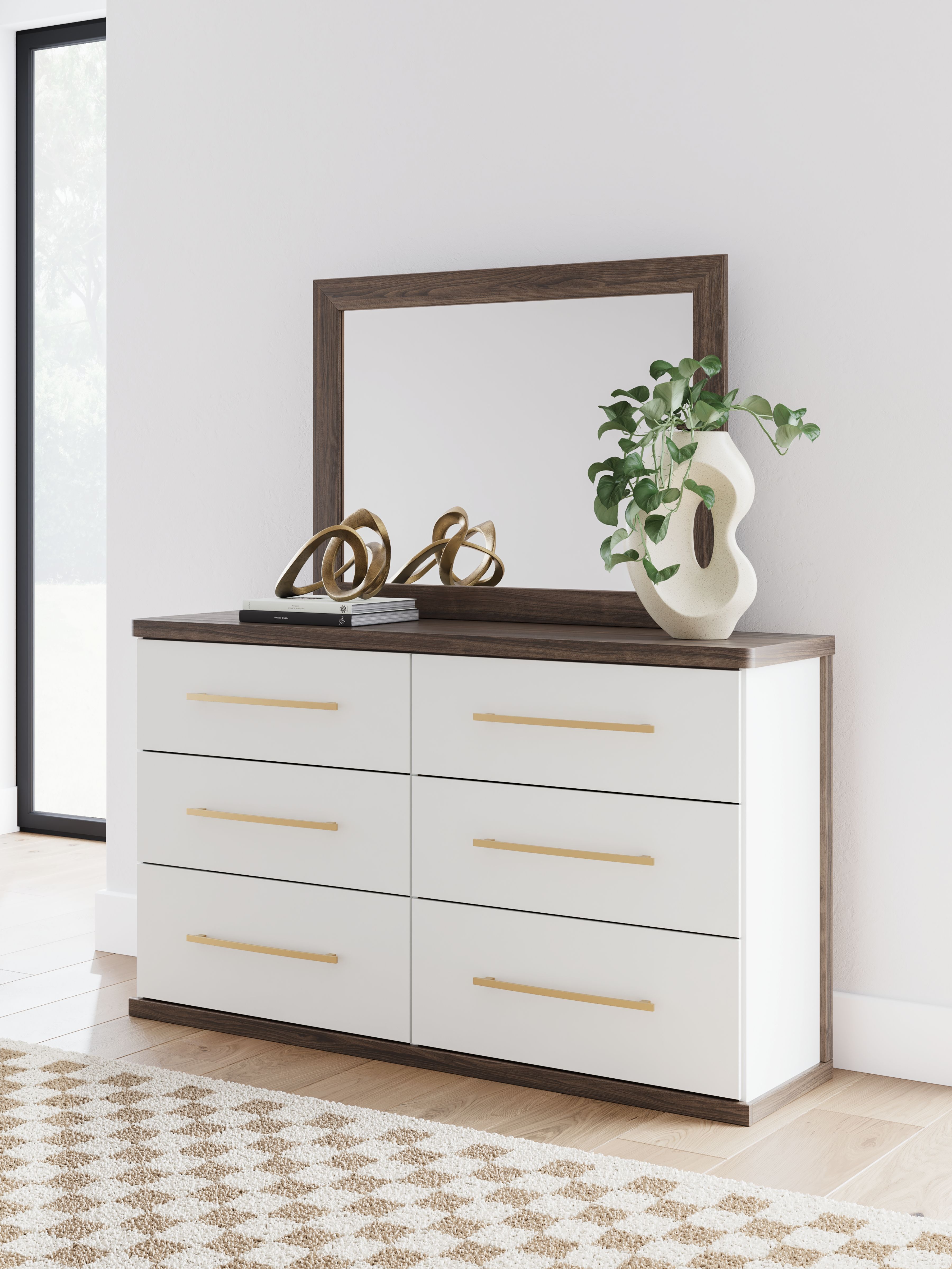 Kendanport - Dresser And Mirror - Brown