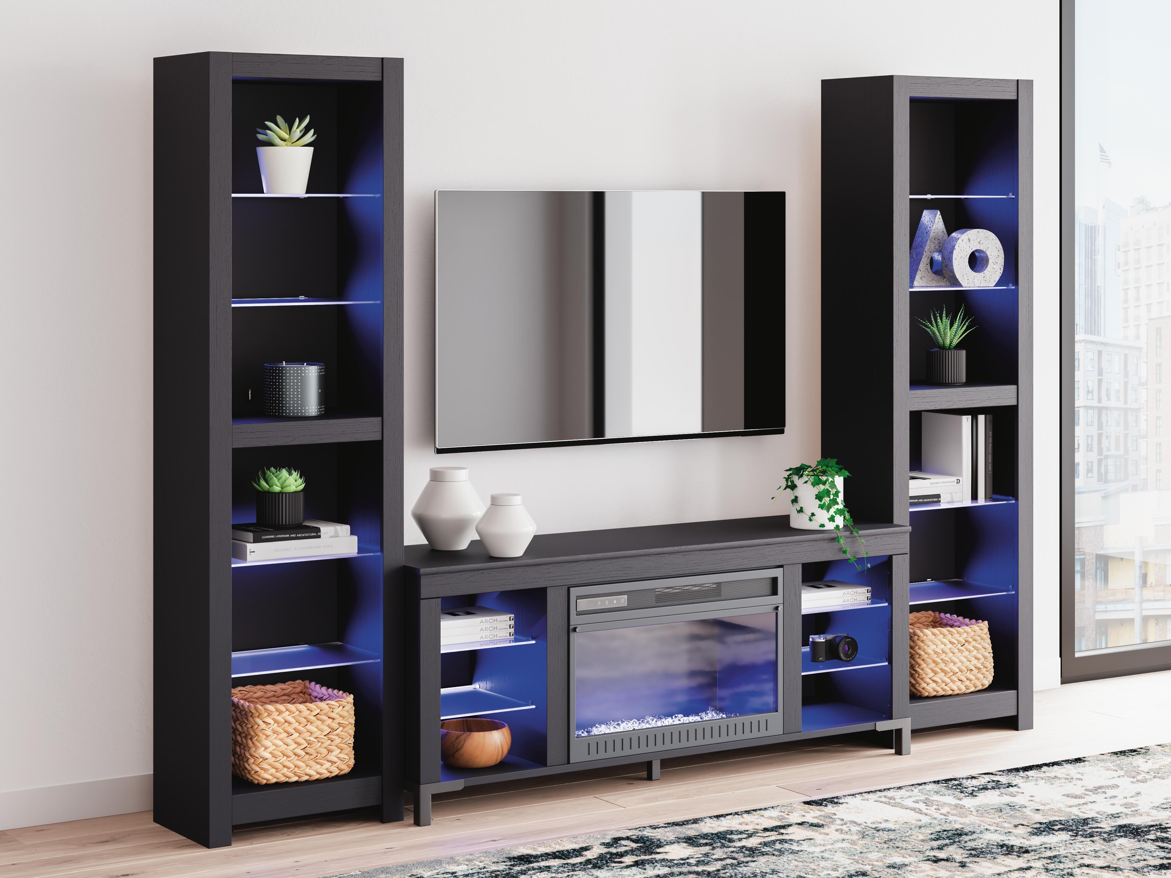 Ashley Furniture Cayberry - 3-Piece Entertainment Center With Electric Fireplace - Black - Image 8
