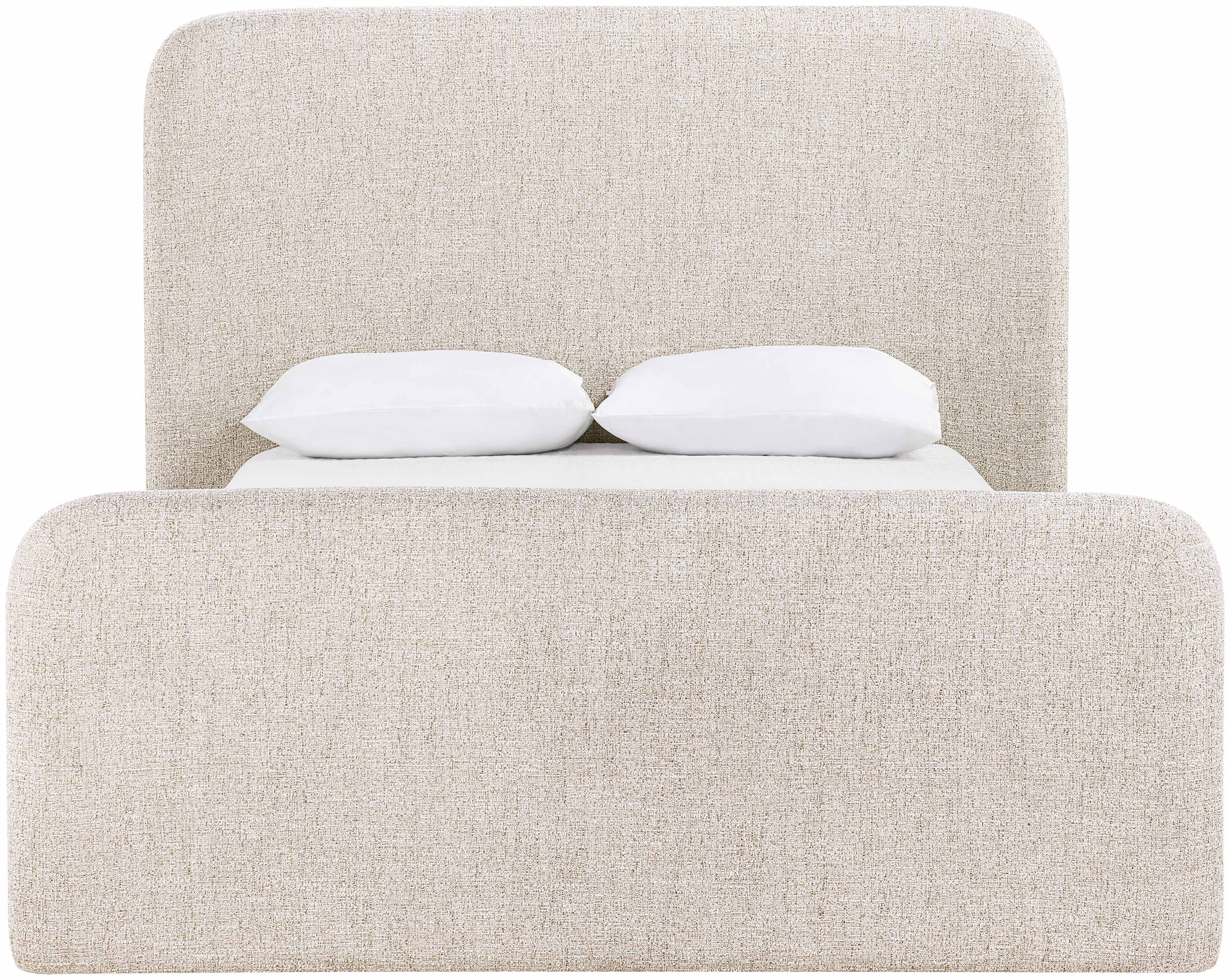 Fira - Linen Textured Fabric Upholstered Queen Bed - Beige