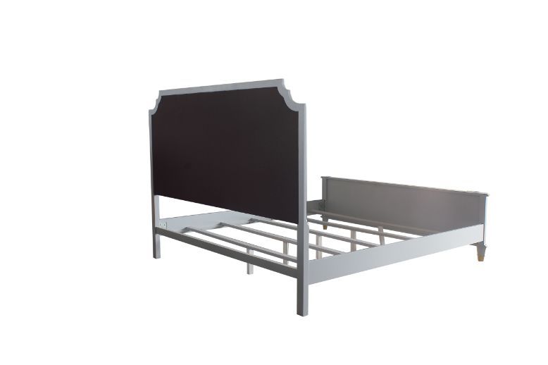 House Marchese - Queen Bed - Two Tone Beige Fabric & Pearl Gray, light gray, view 3