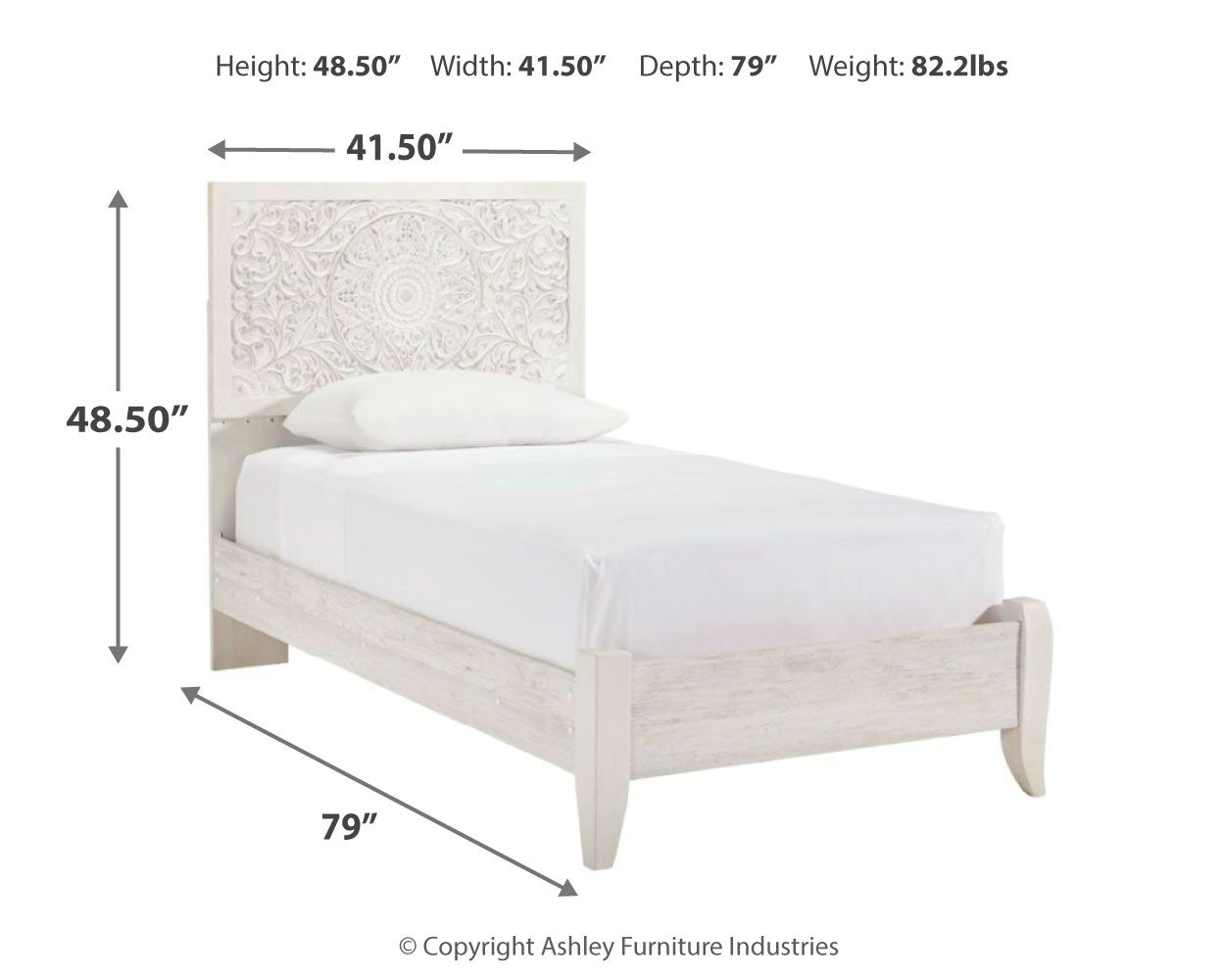 Ashley Furniture Paxberry - Twin Panel Bed - Whitewash - Image 4