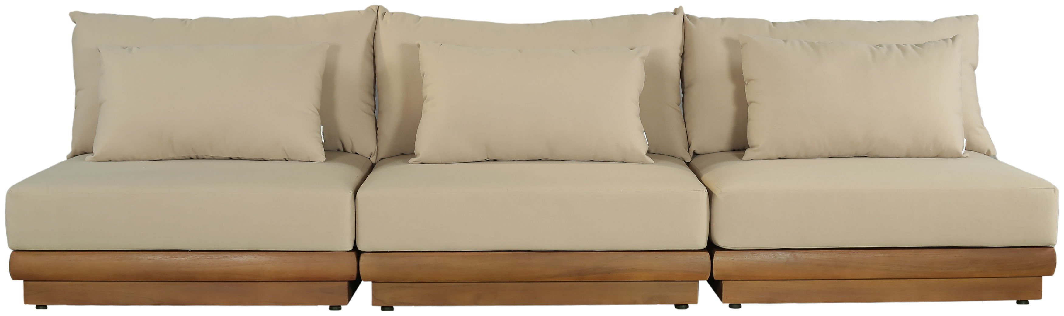 Mirella - 3 Piece Water Resistant Fabric 111" Outdoor Patio Modular Sofa - Tan