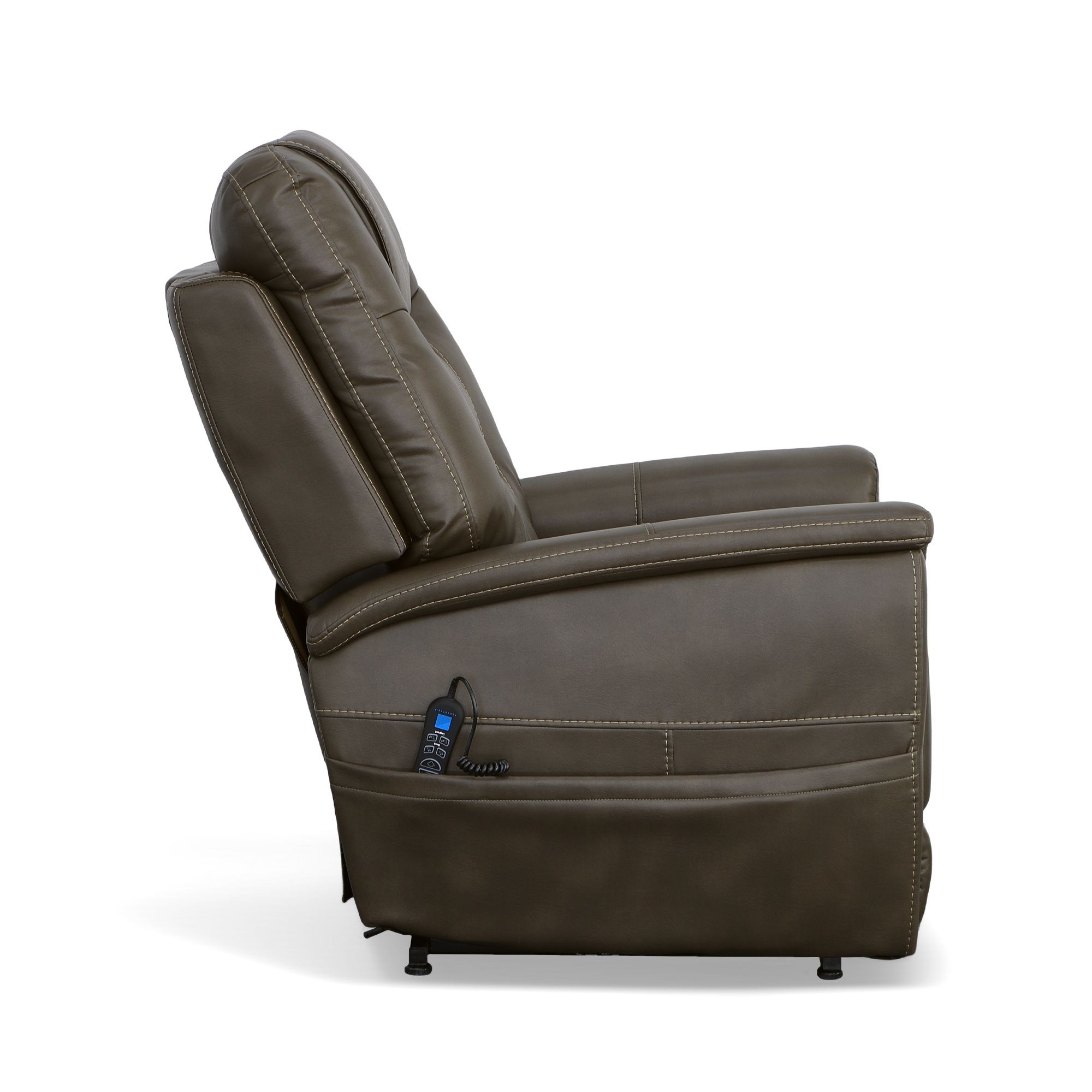 Shaw - Power Lift Recliner With Power Headrest & Lumbar - Driftwood, dark brown, view 5