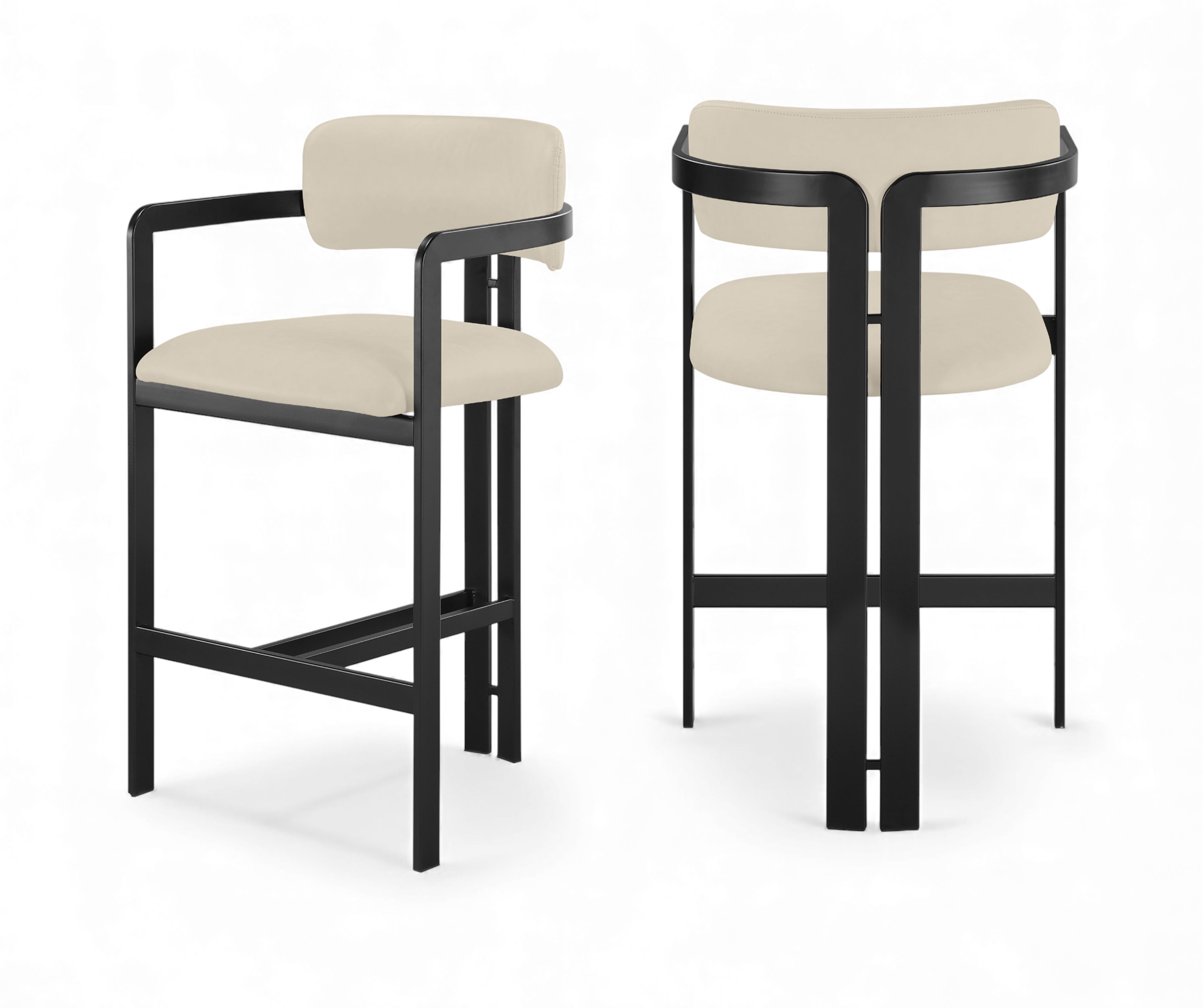 Aurum - Vegan Leather Upholstered Counter Stool - Beige / Graphite Black