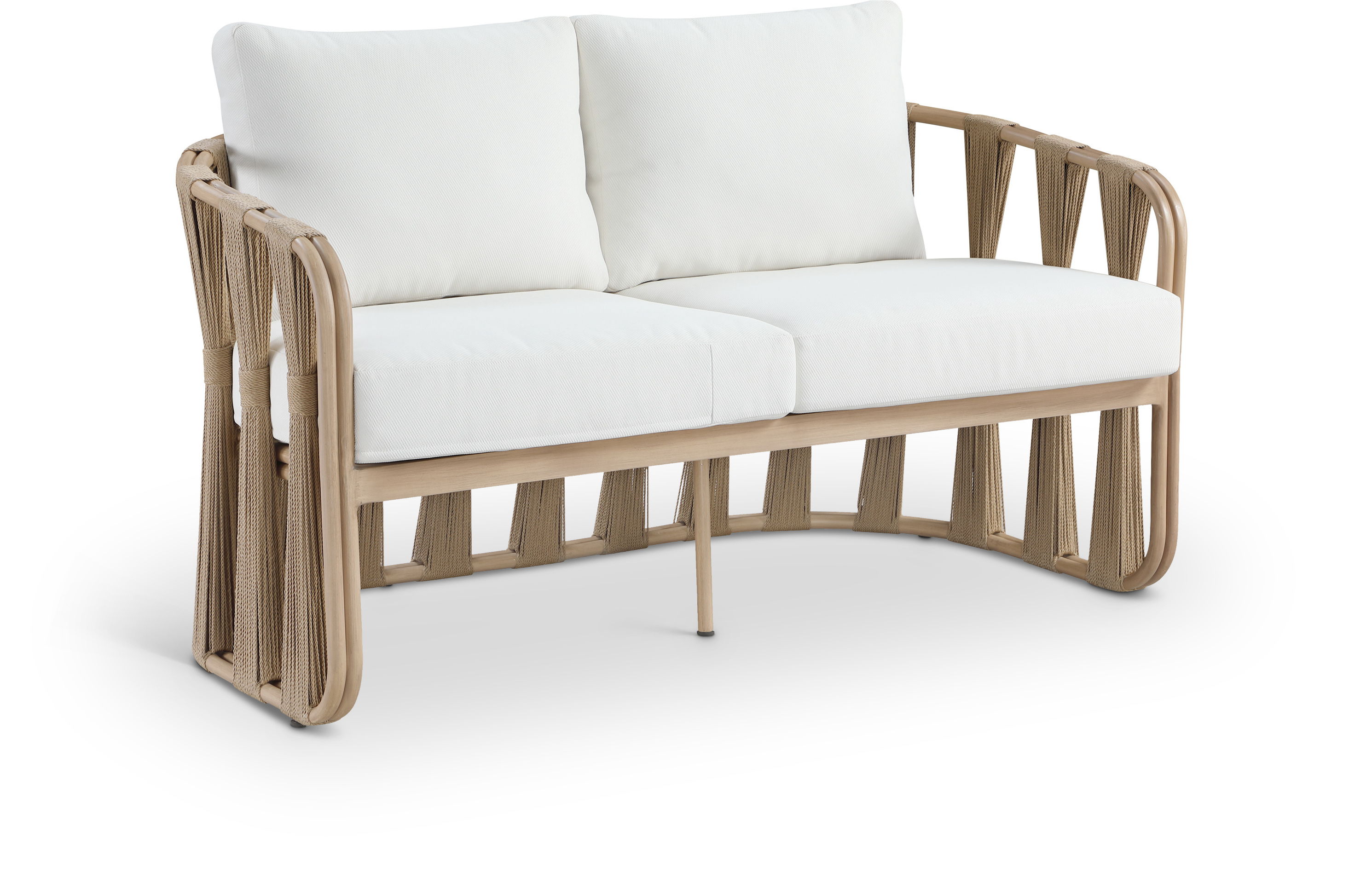 San Pietro - Resilient Waterproof Fabric 60.5" Upholstered Outdoor Patio Loveseat - Cream