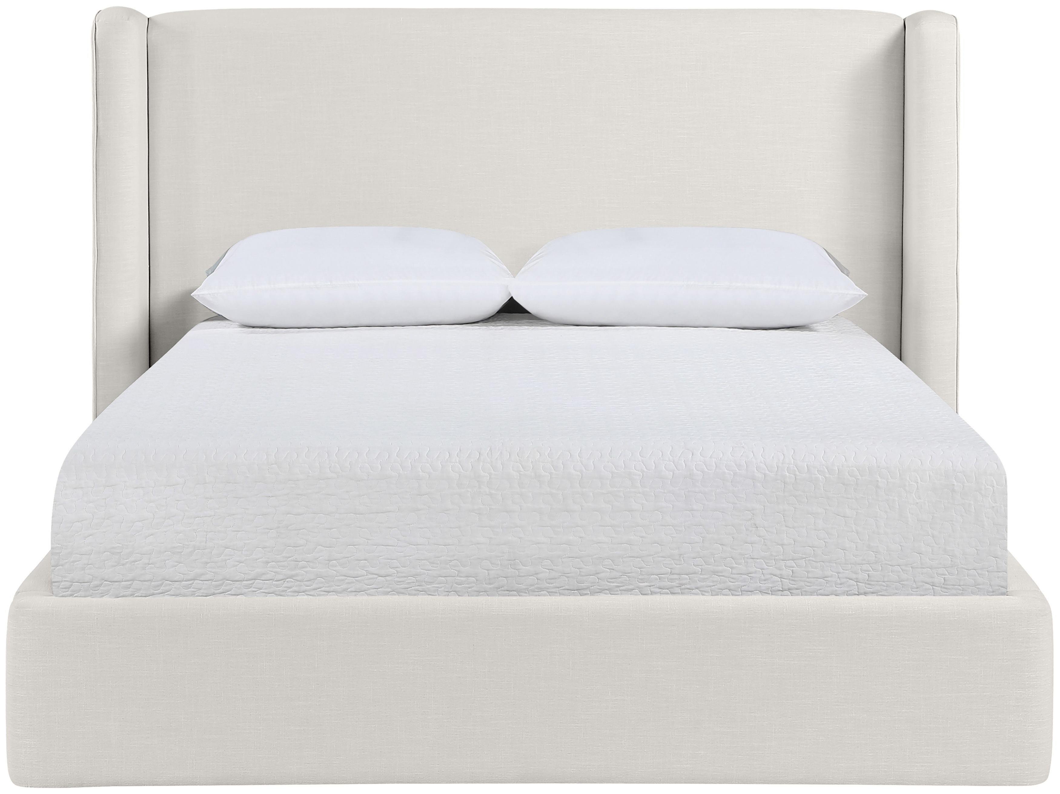 Kendall - Linen Textured Fabric Upholstered King Bed - Cream