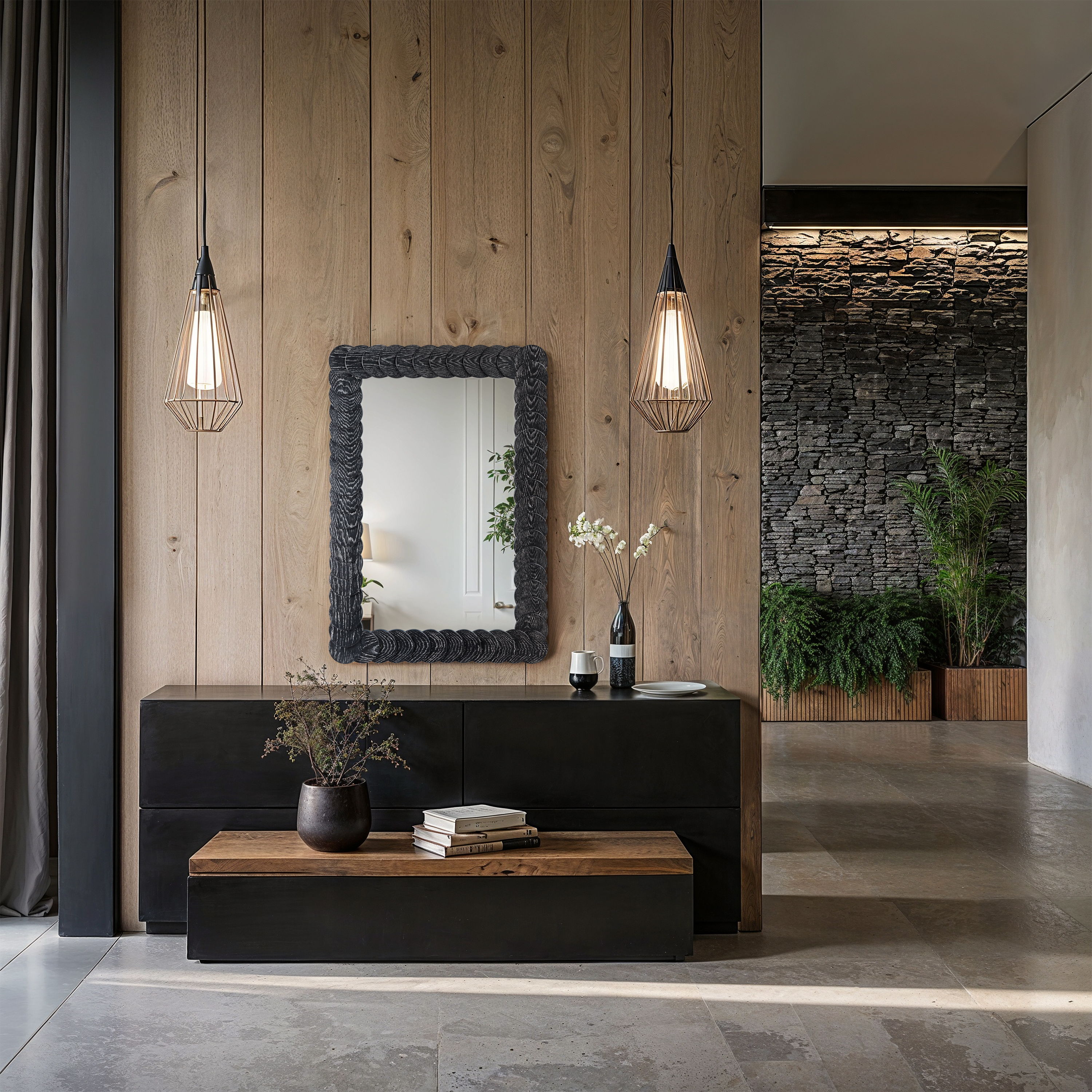 Revolve - Wood Mirror - Black