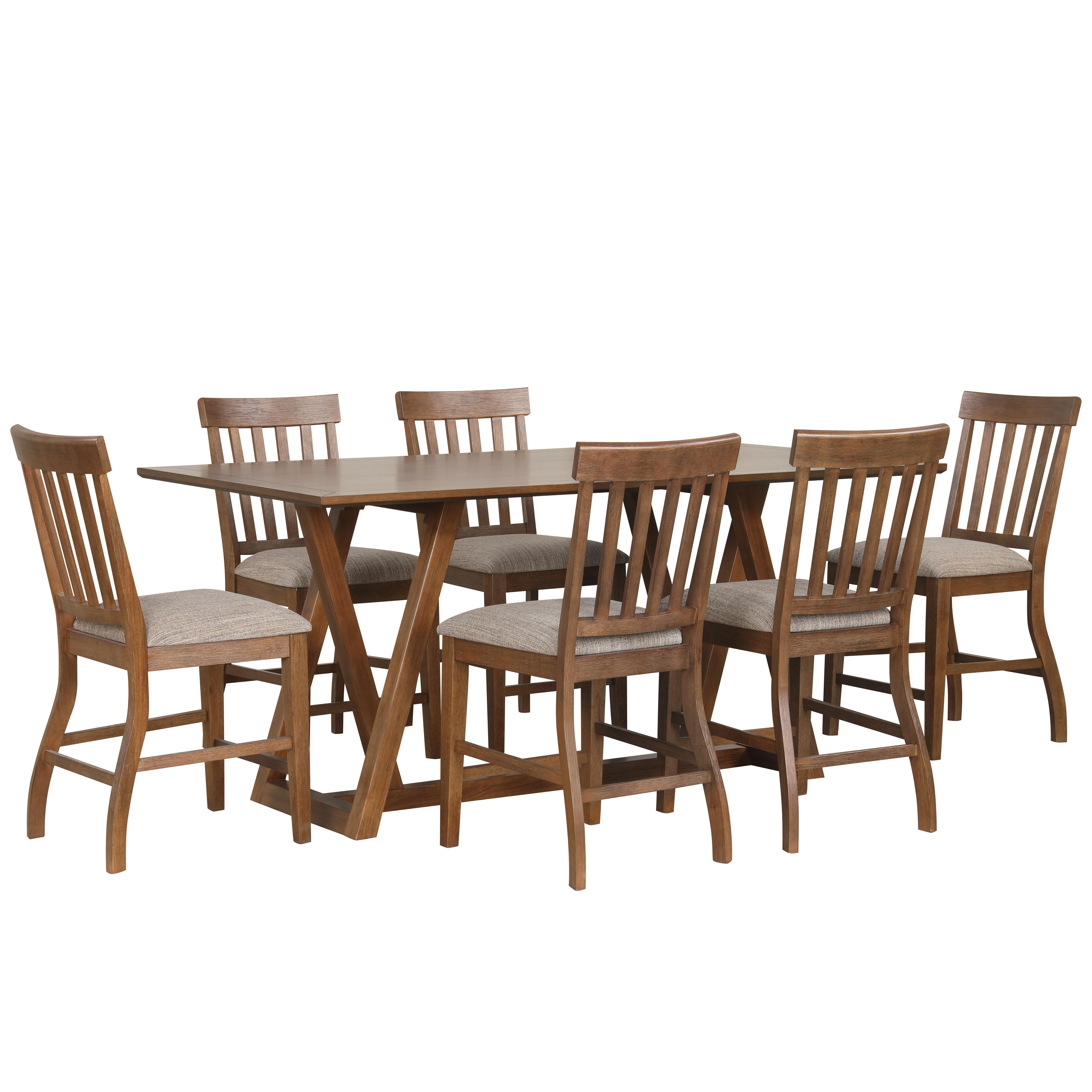 Putnam - Counter Table With 6 Chairs - Brown