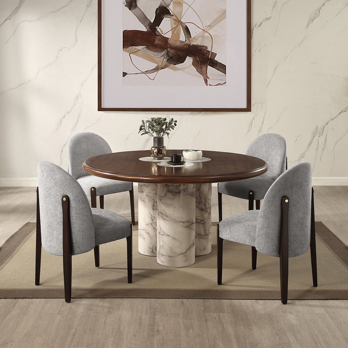 Harvey - Round Dining Table - Brown, dark brown, view 5