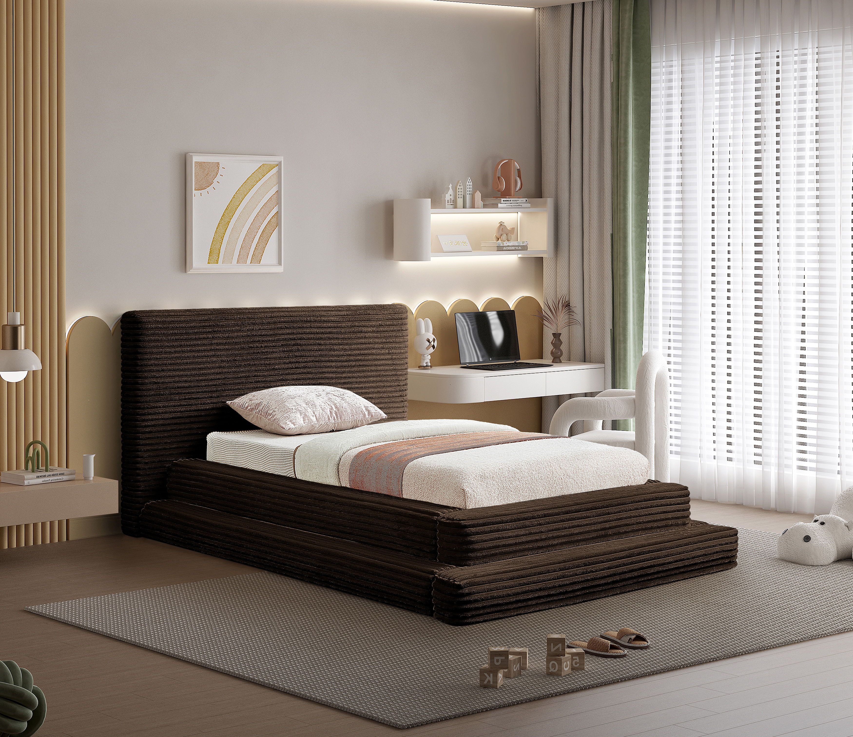 Drew - Twin Bed - Brown