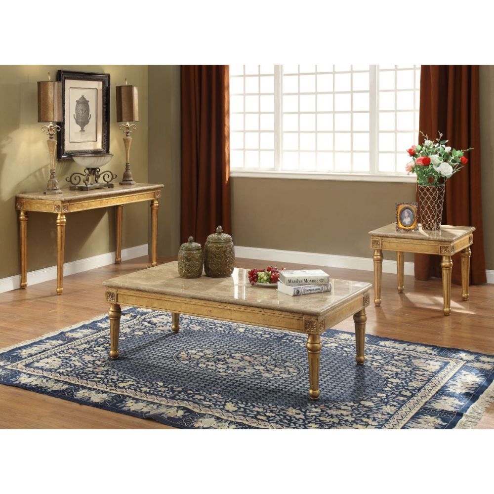 Daesha - Coffee Table - Marble Top & Antique Gold, beige