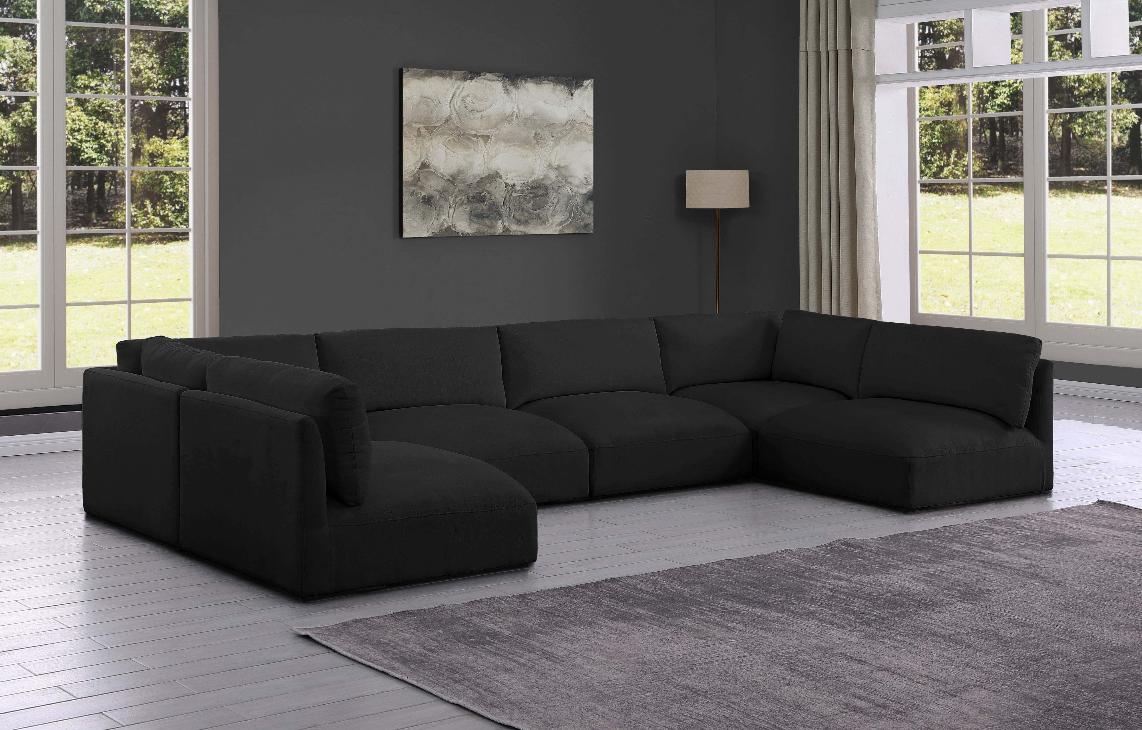 Ease - 6 Piece Modular U-Shaped Sectional - Black