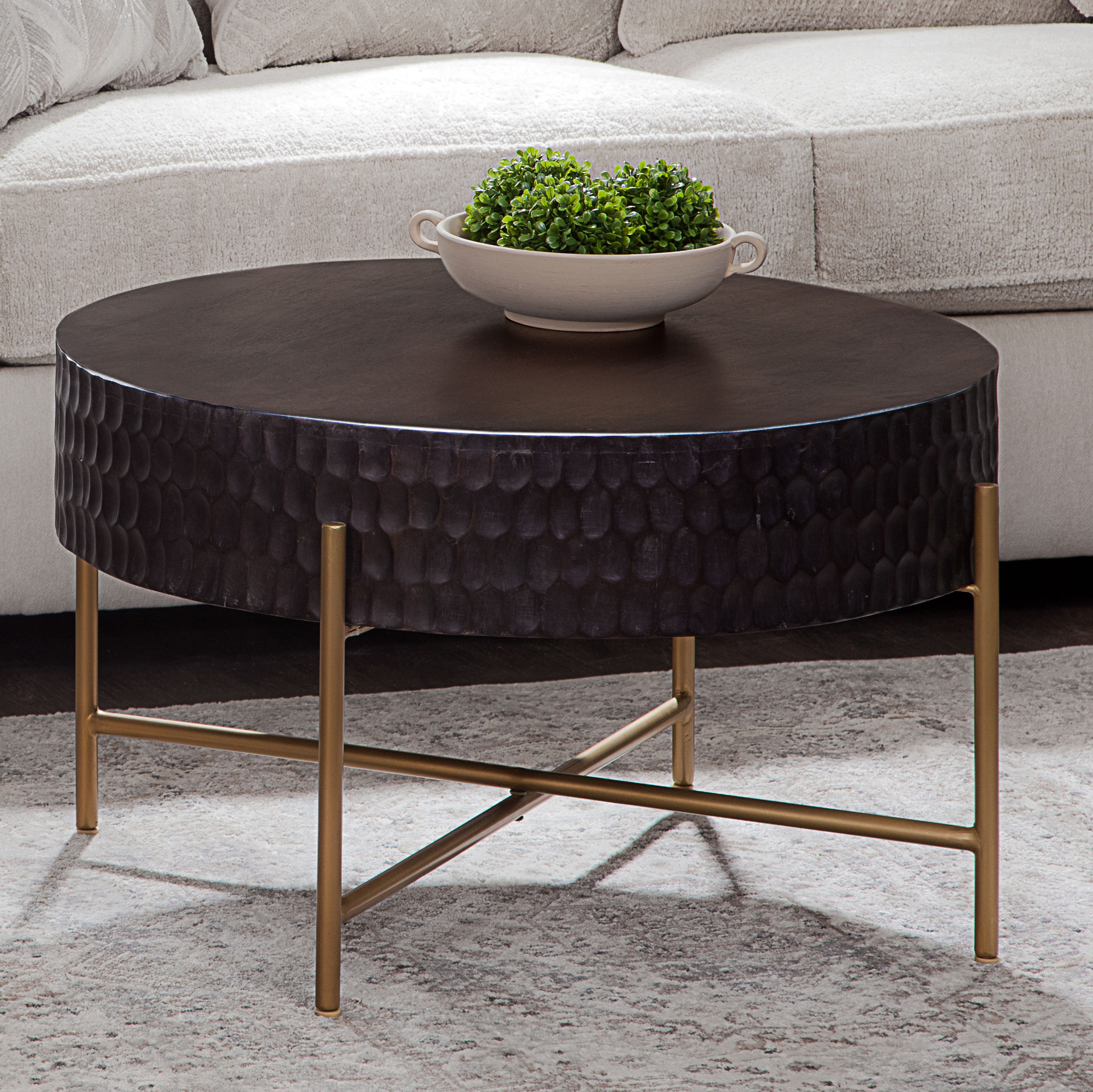 Bobbi - Round Cocktail Table - Brown / Gold
