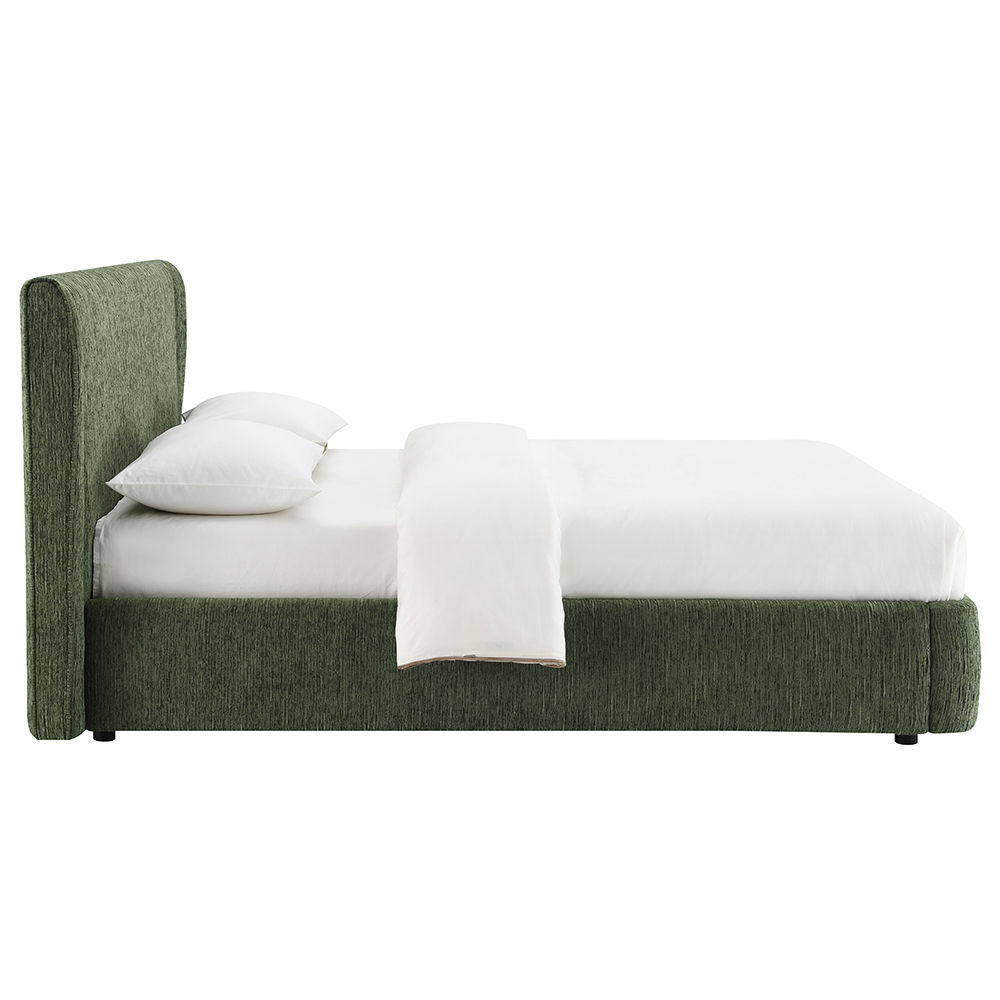 Cheryl - Queen Bed - Dark Green Chenille, dark green, view 3