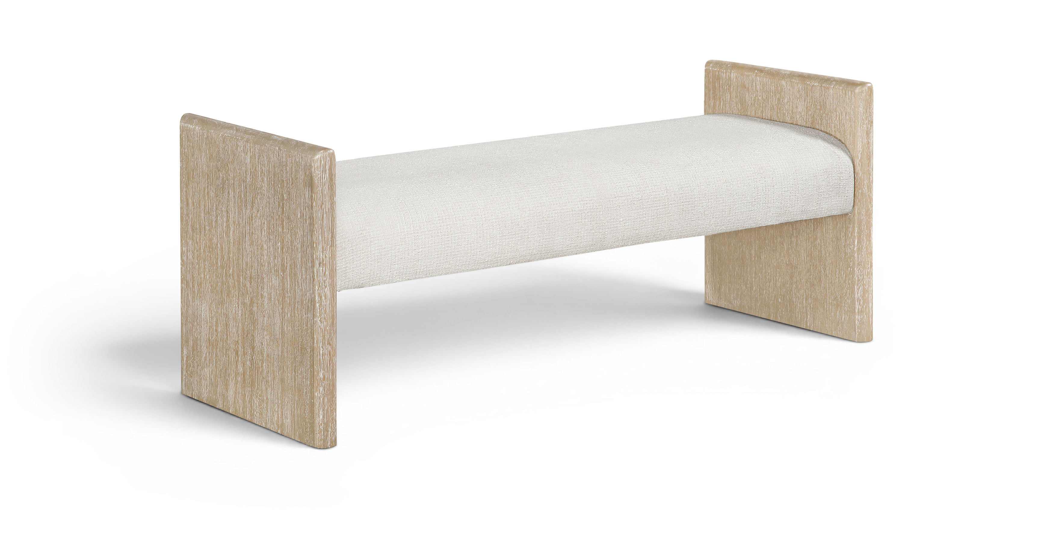 Hickory - Fabric Upholstered Bench - Cream / Natural