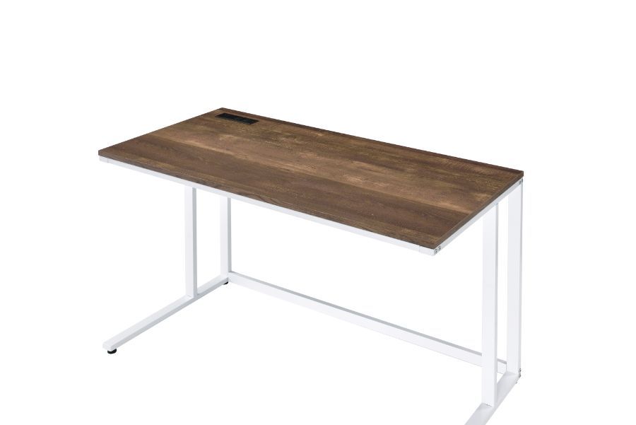 Tyrese - Writing Desk With USB - Walnut & White, white, view 6