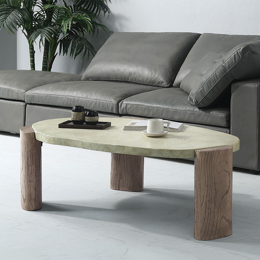 Jacinda - Coffee Table - Weathered Gray & Oak, green