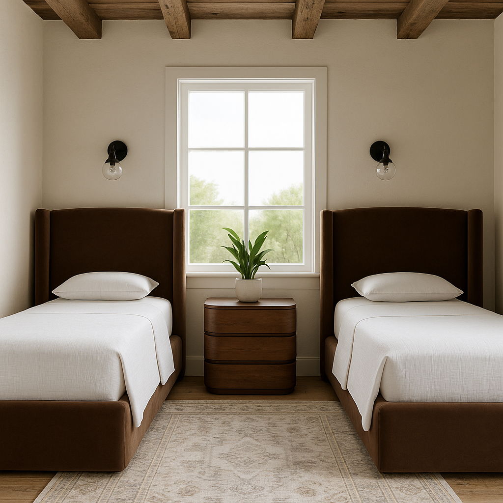 Kendall - Velvet Upholstered Twin Bed - Brown