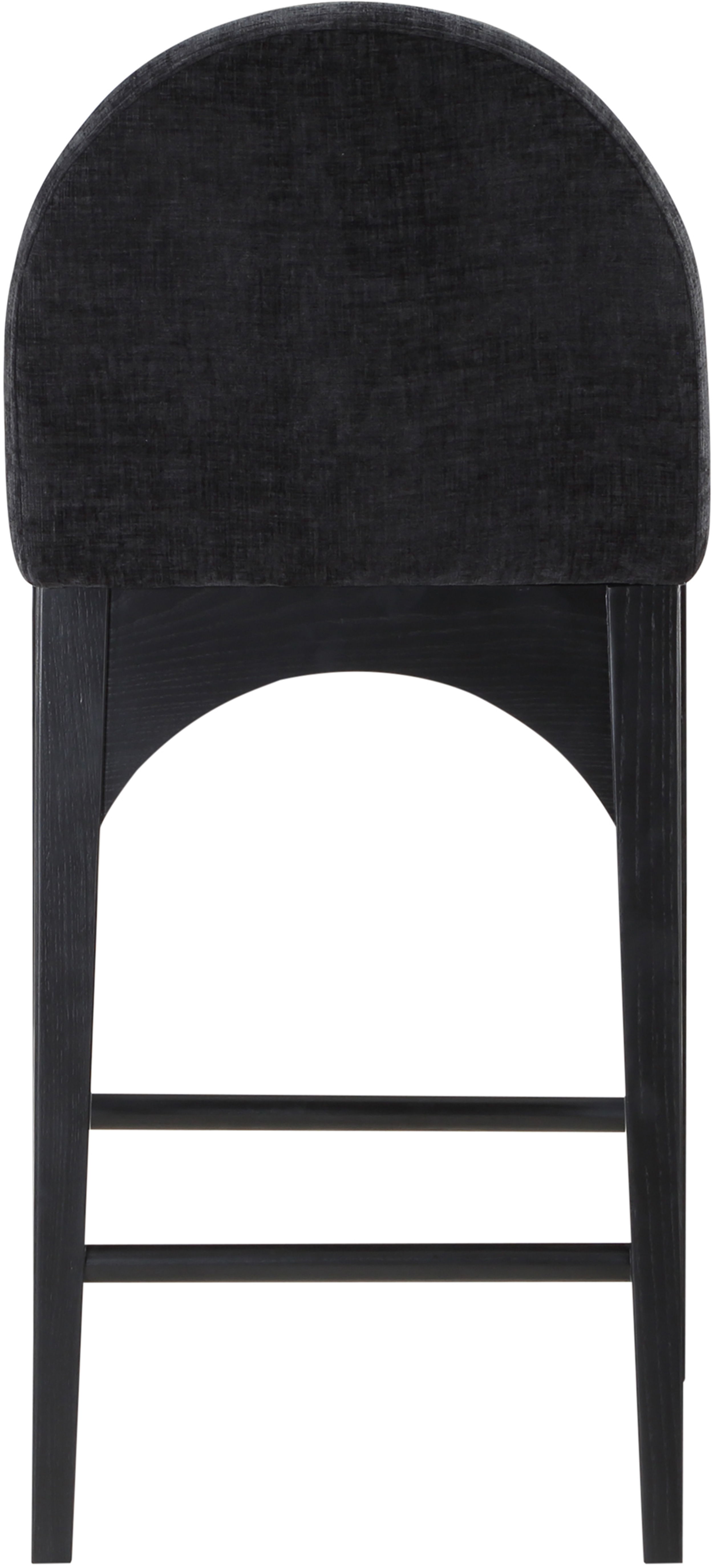 Waldorf - Chenille Stool With Black Legs - Black