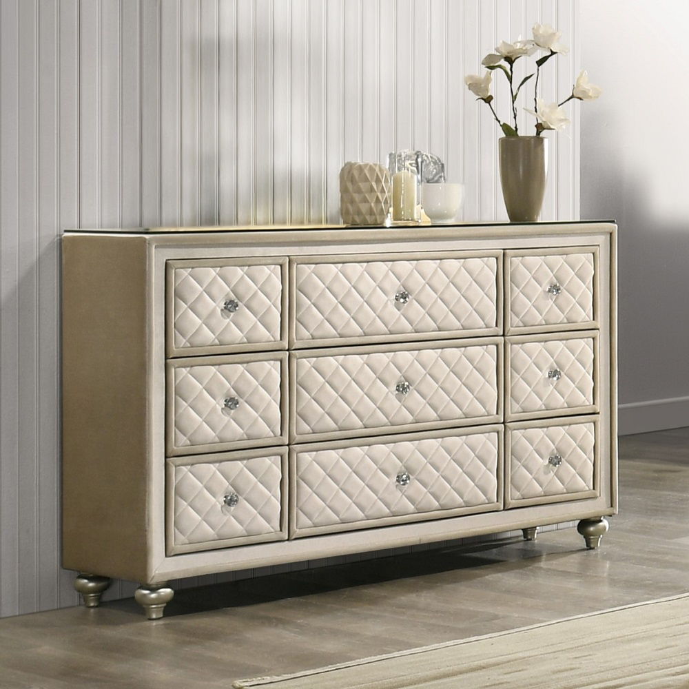 Lucienne - Dresser - Beige Velvet, silver