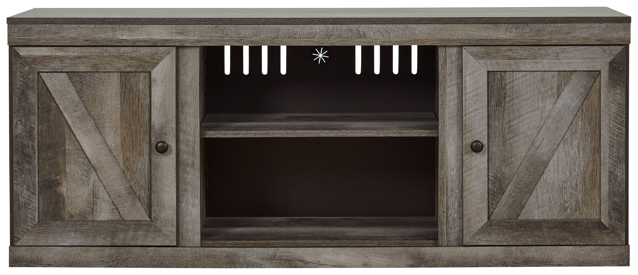 Wynnlow - LG TV Stand With Fireplace Option - Gray, gray, view 4