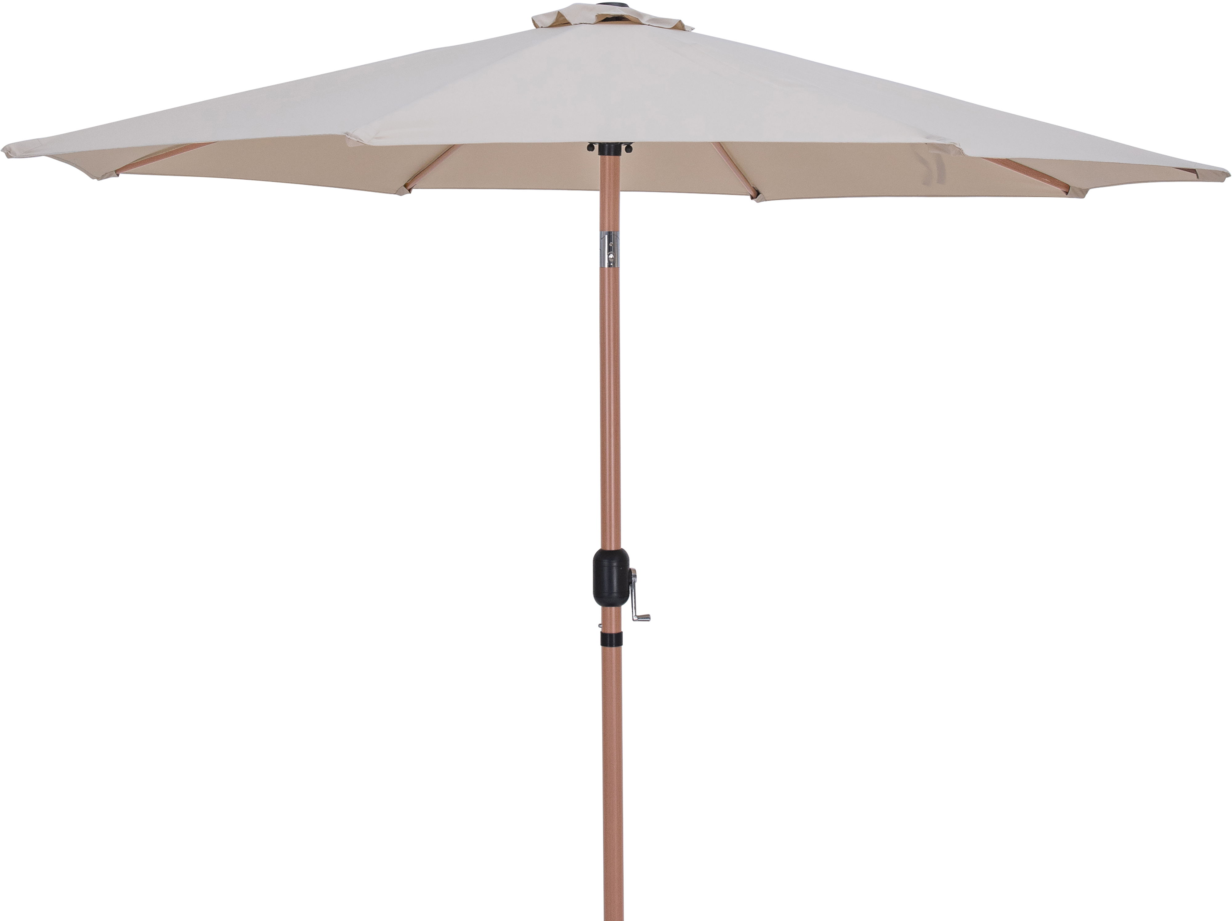Fiji - Aluminum Patio Umbrella With Square White And Teak Base - Beige