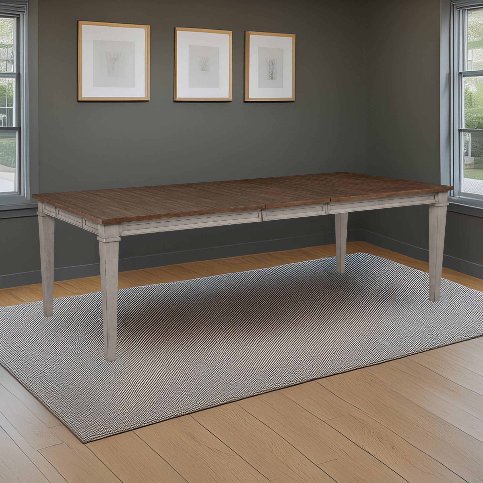 Mariana - Rectangle Dining Table - Vintage Creme, gray