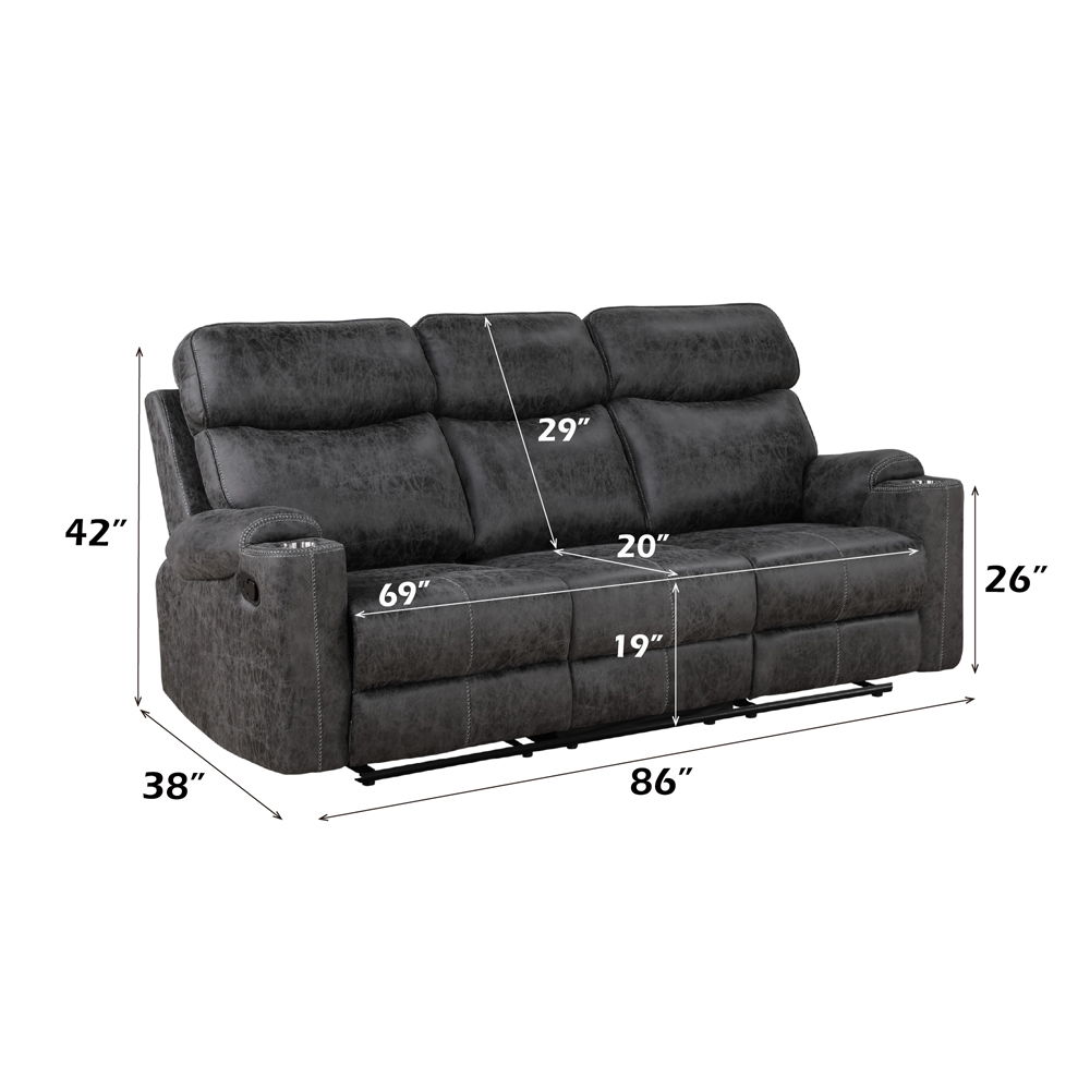 Hirah - Motion Sofa - Dark Gray Polish Microfiber, dark gray, view 5