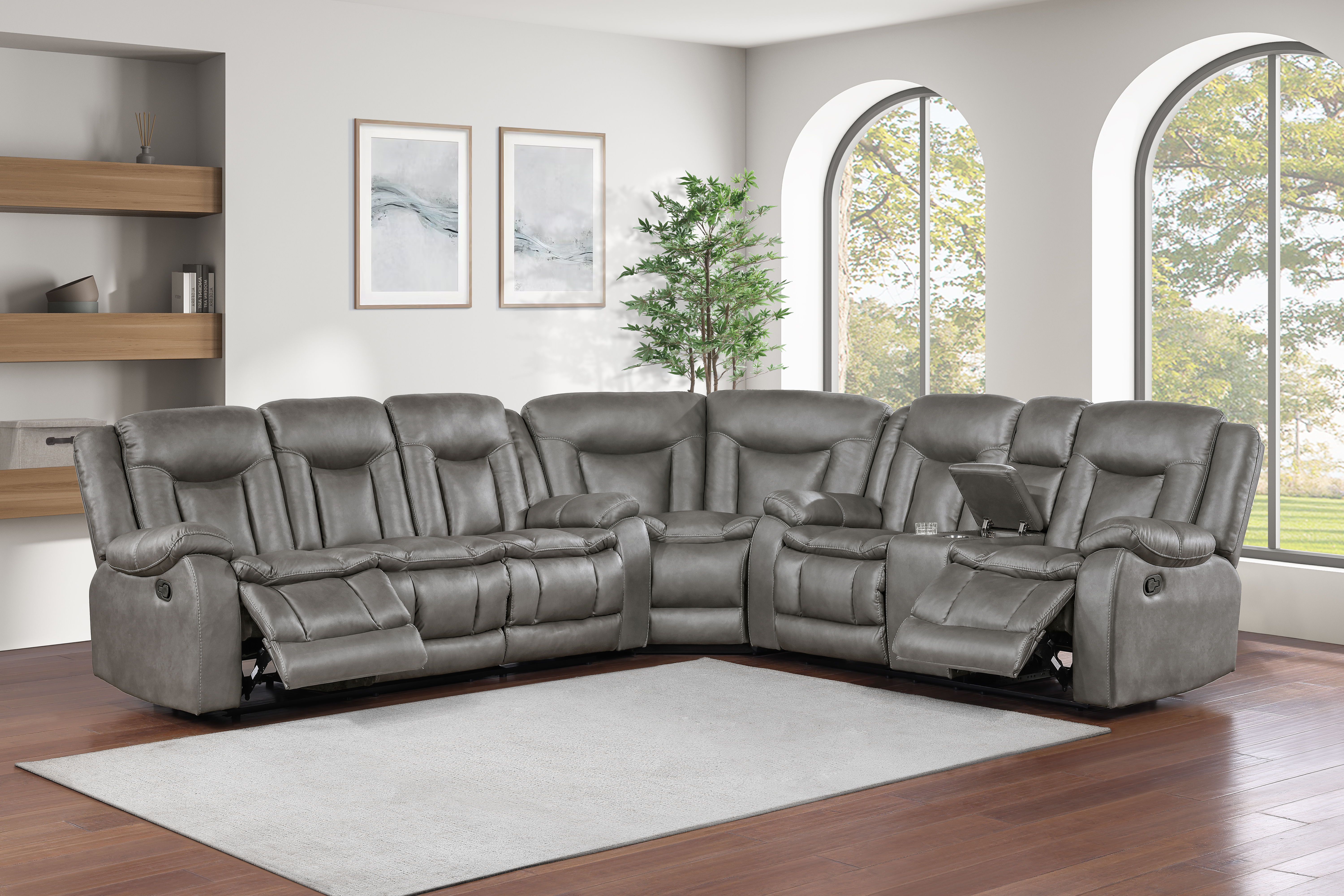 Morello - 3 Piece Manual Sofa/Loveseat/Wedge - Gray