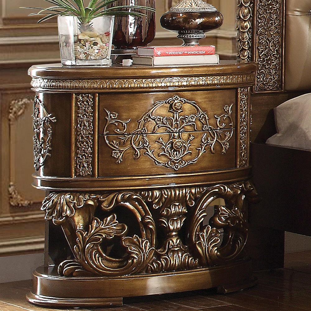Constantine - Nightstand - Brown & Gold, dark brown