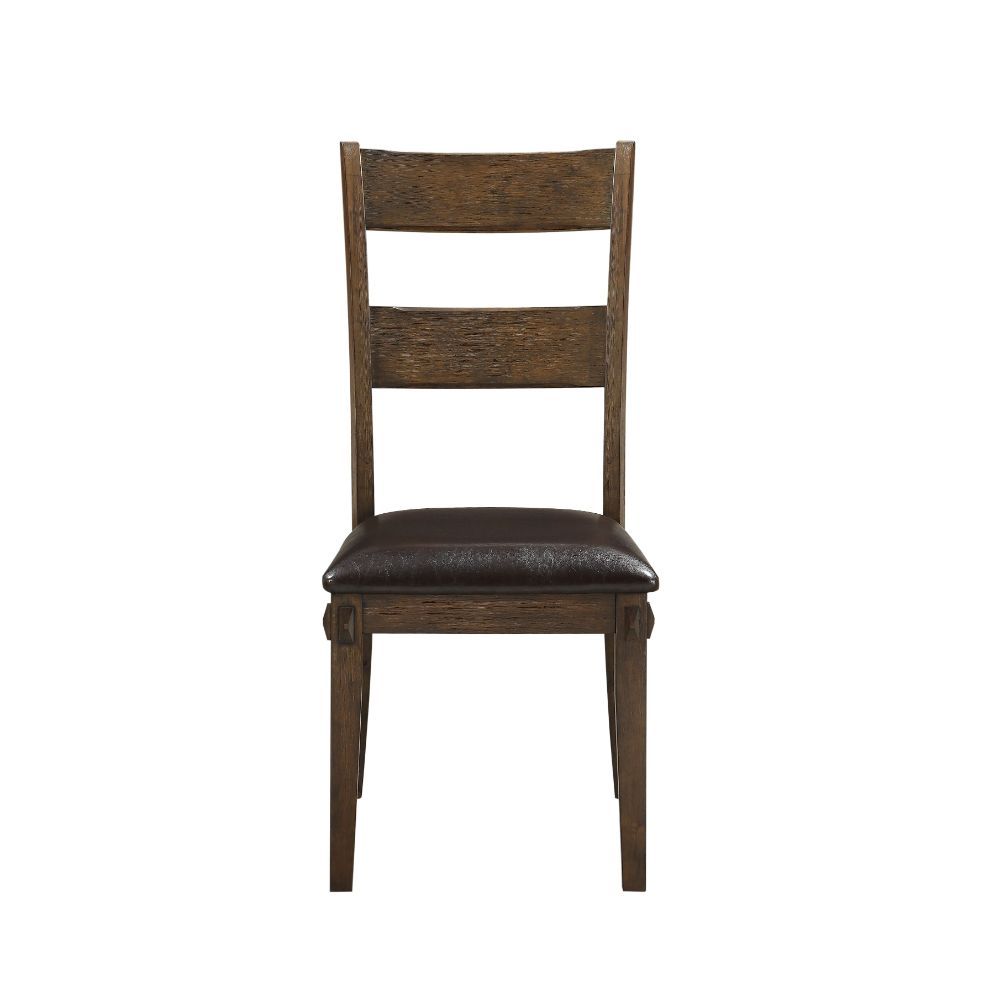 Nabirye - Side Chair (Set of 2) - Esspresso Synthetic Leather & Dark Oak, dark brown, view 2