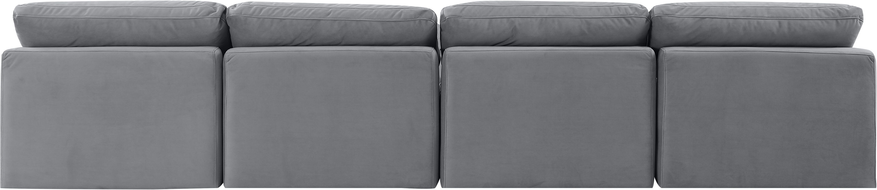 Indulge - Velvet 4 Piece Modular Armless Sofa - Gray