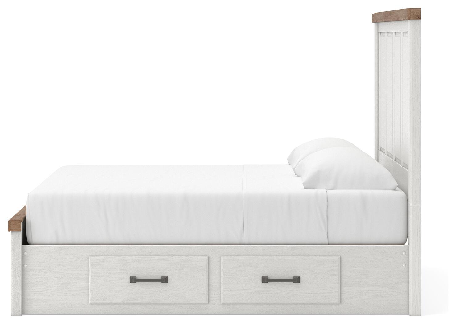 Ashley Furniture Savonport - King Panel Storage Bed With Storage Footboard And 2 Under Bed Storage Units - White / Brown - Image 8