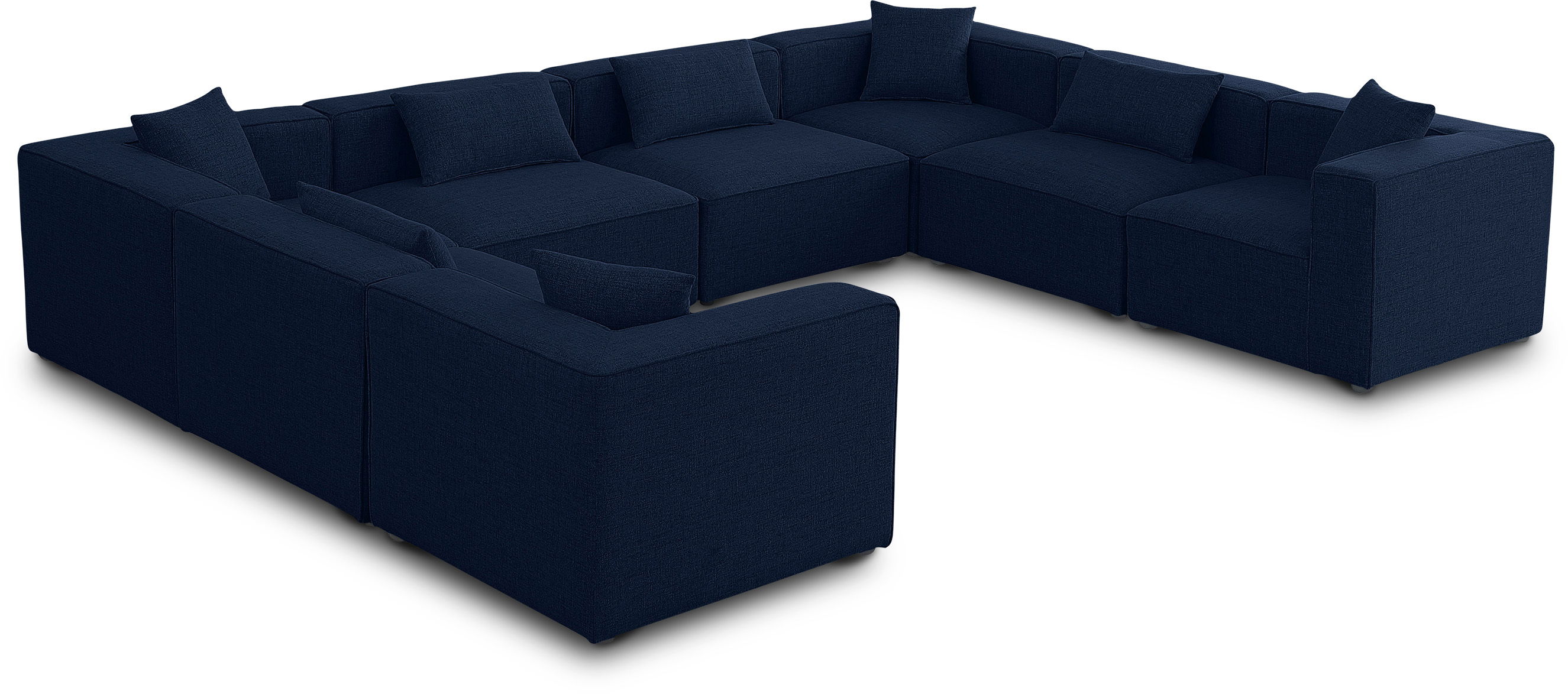 Cube - Linen 8 Piece Modular Sectional - Navy