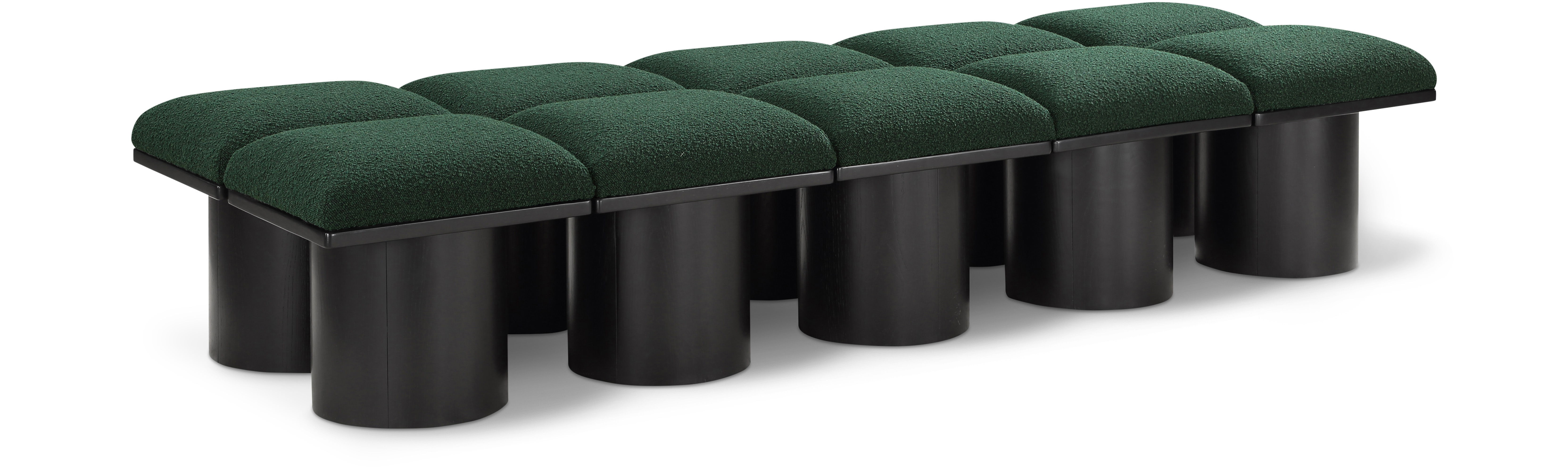 Pavilion - 90" 10 Piece Modular Bench With Black Base - Green