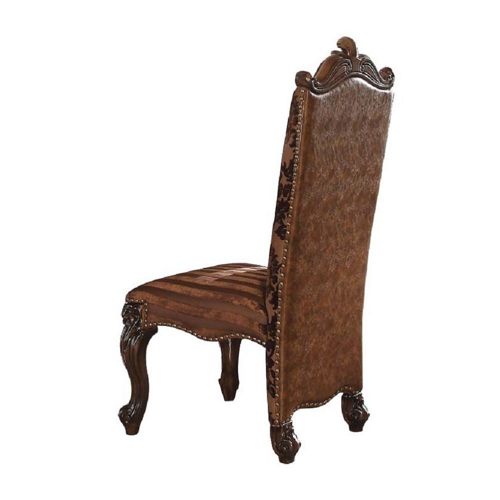 Versailles - Side Chair (Set of 2) - Two Tone Light Brown Synthetic Leather /Fabric & Cherry Oak, dark brown, view 4