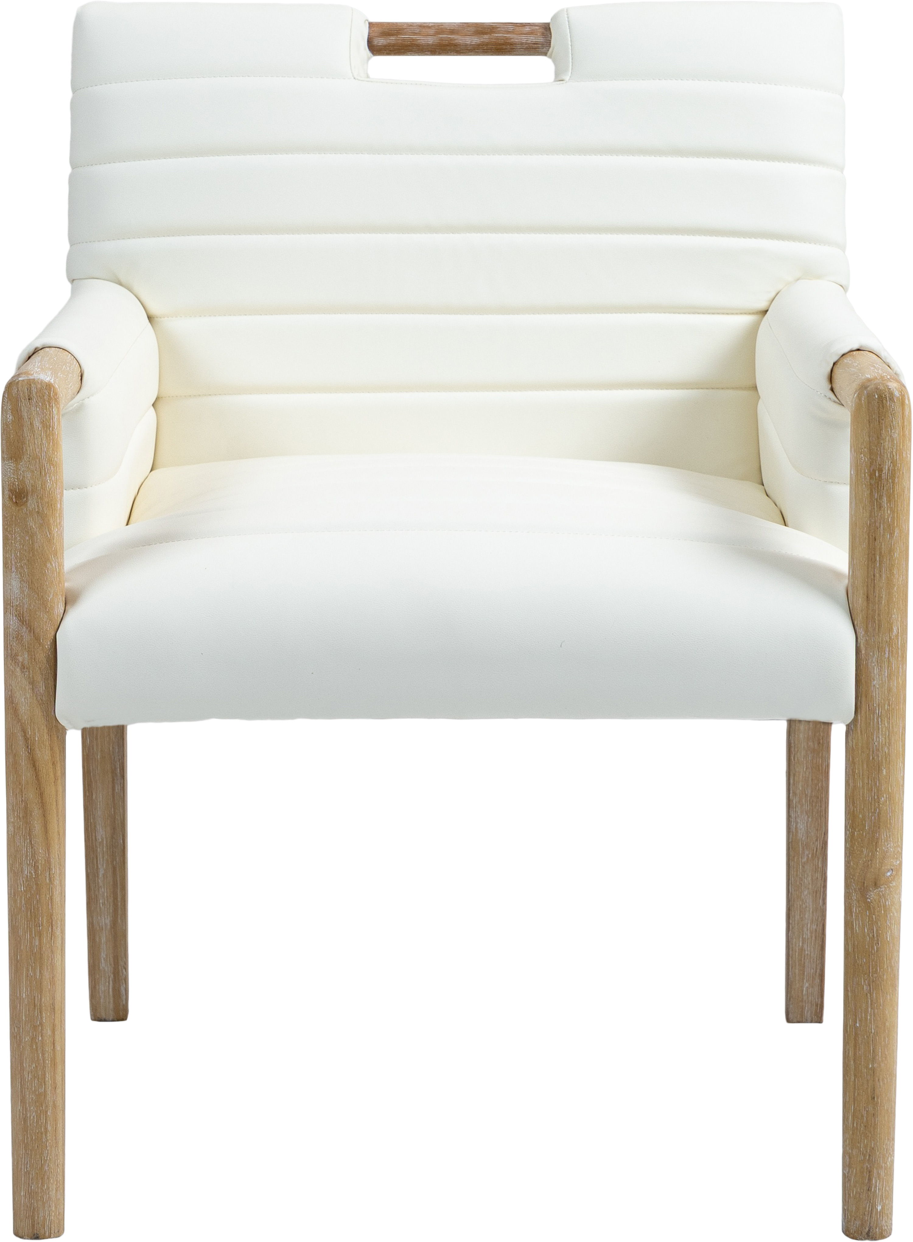 Aimee - Faux Leather Dining Arm Chair - Cream