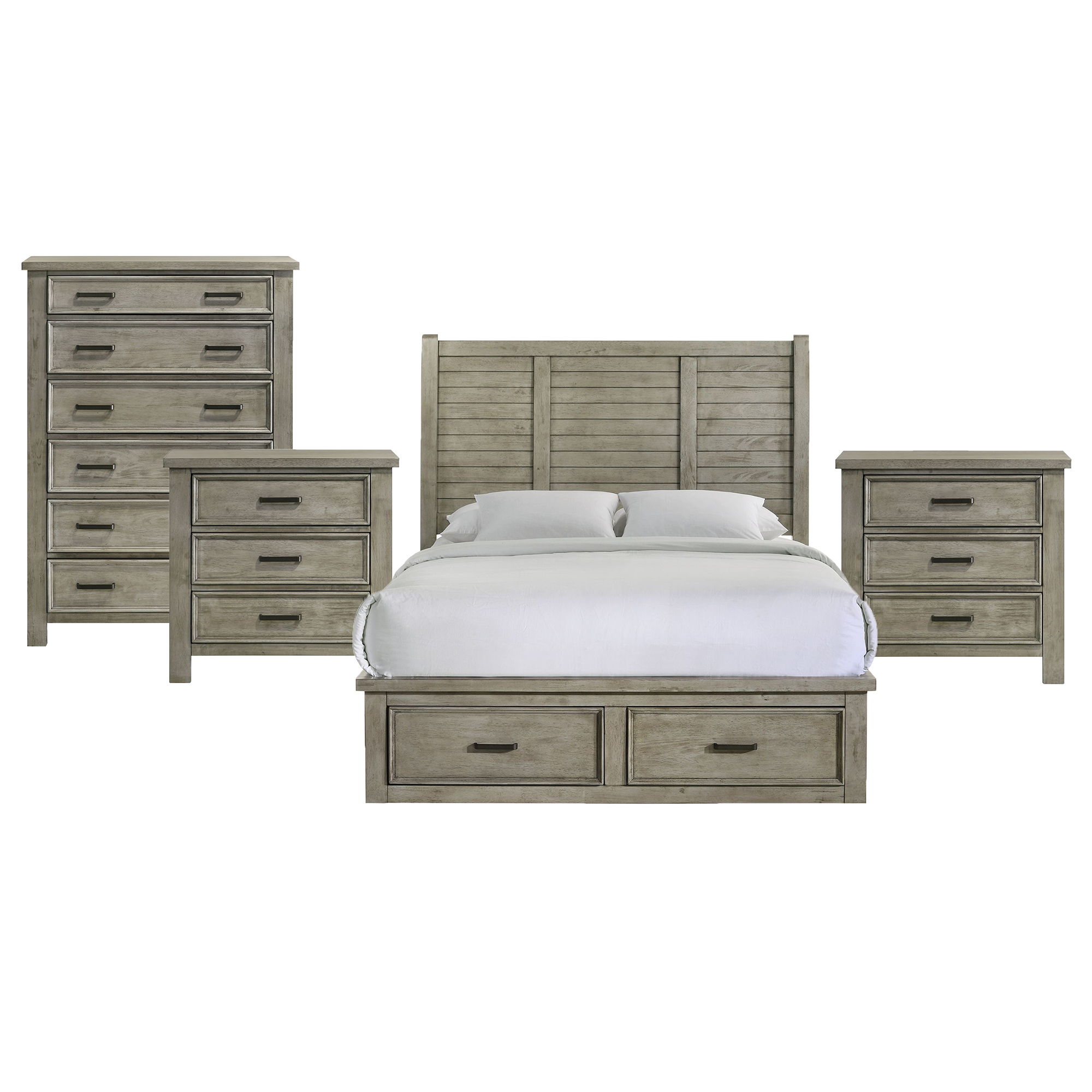 Queen · 4 Pc · Bedroom Set With 2 Nightstands & Chest