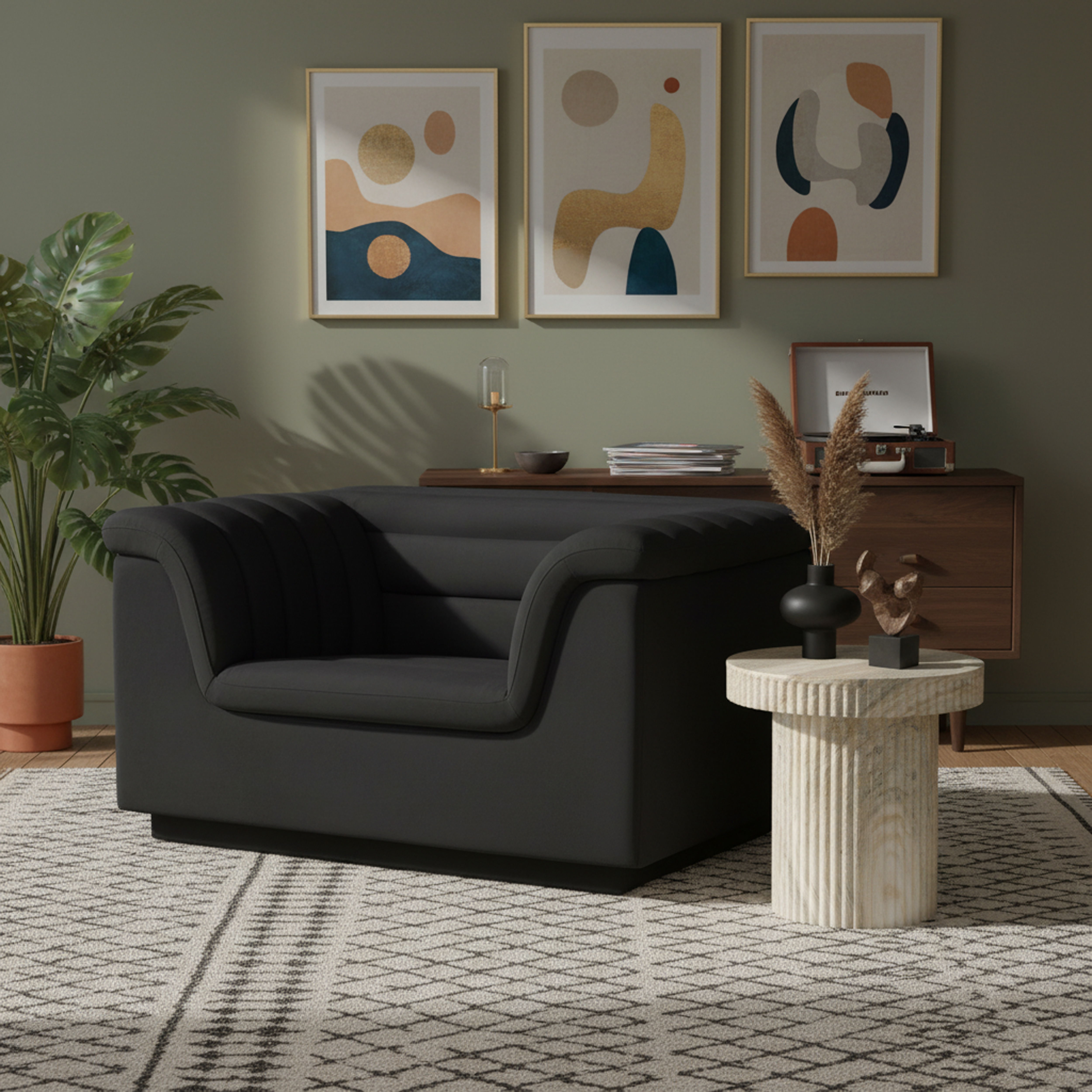 Cascade - Velvet Chair - Black