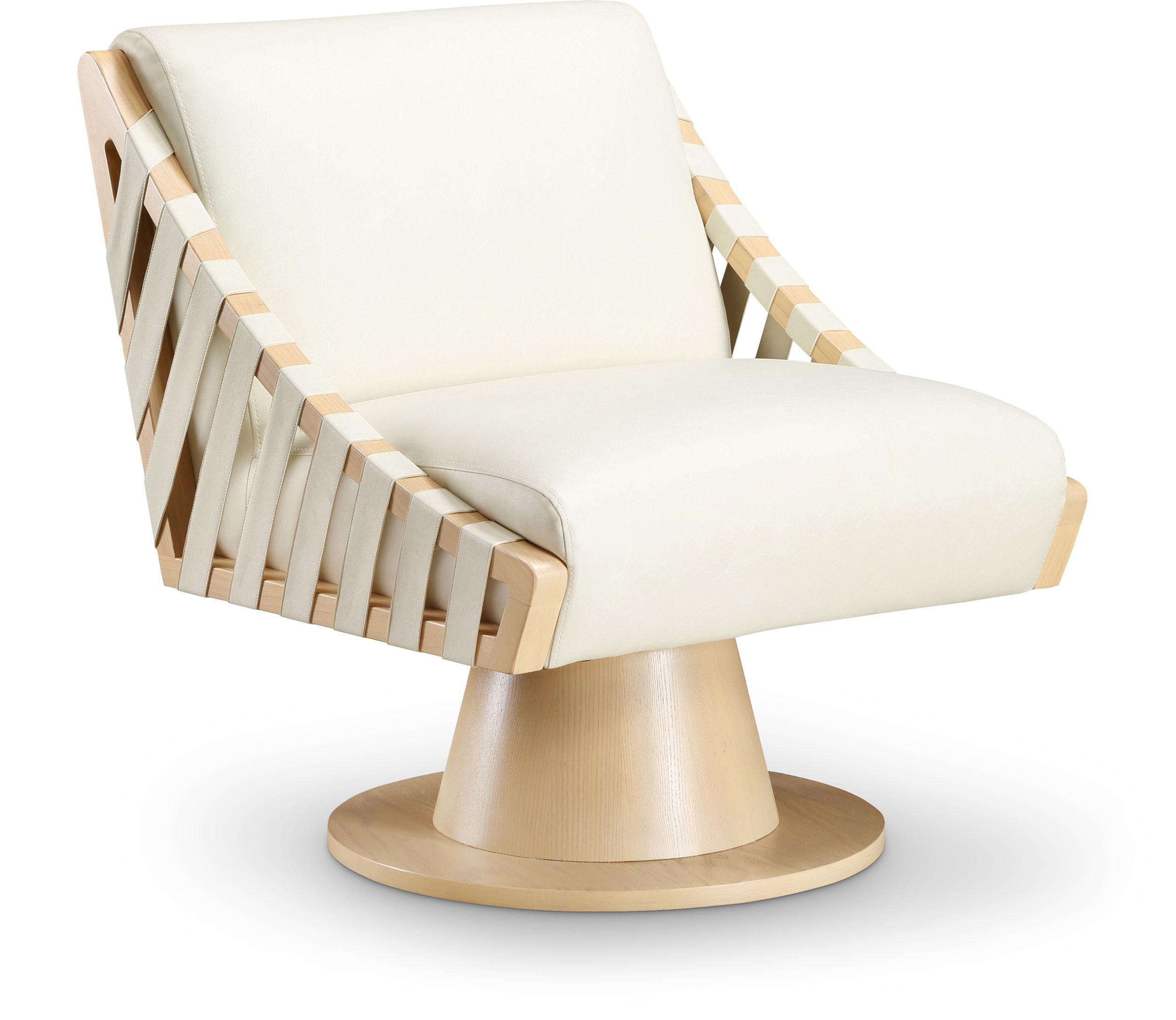 Millwin - Swivel Accent Chair With Natural Base - Cream