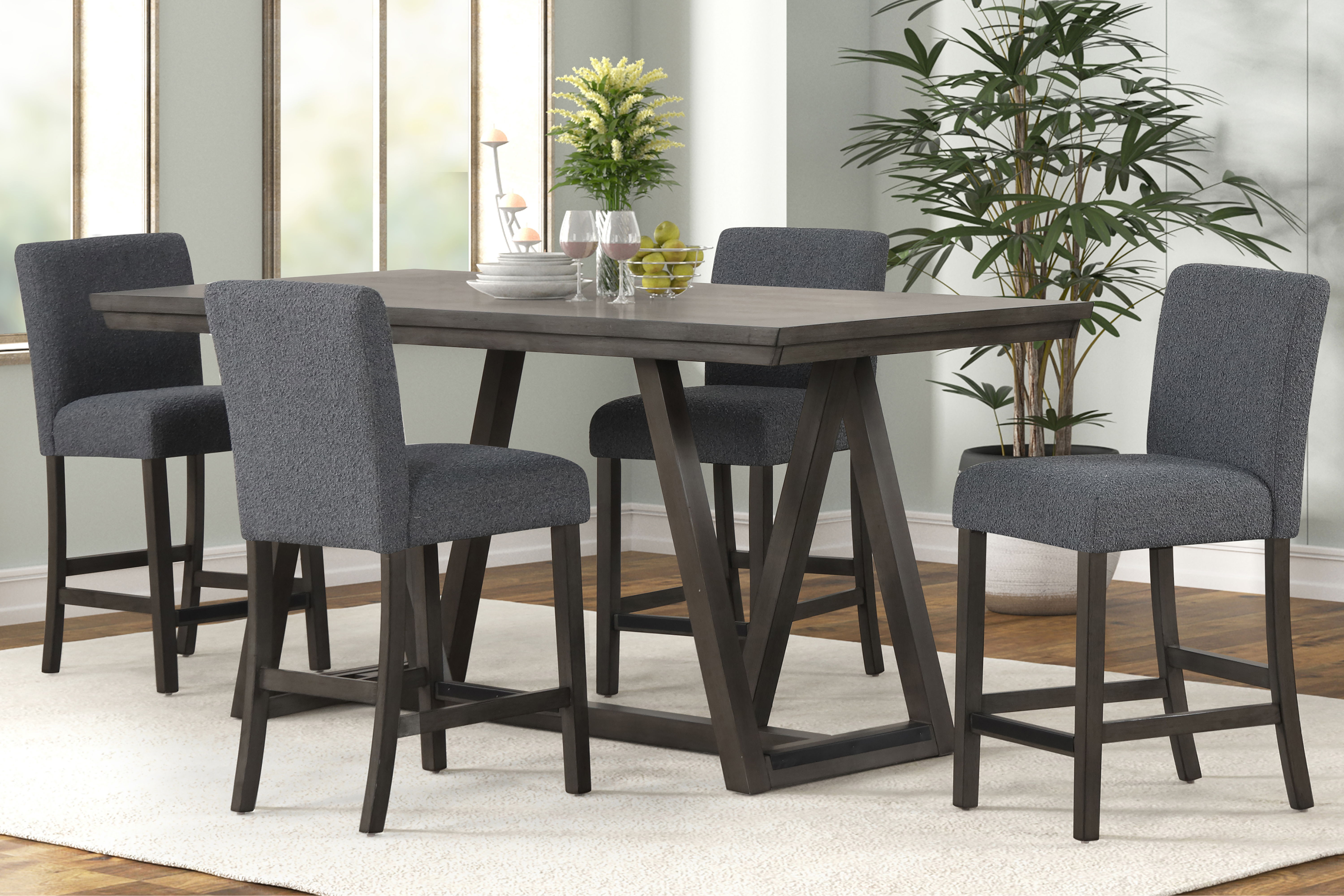 High Line - Counter Table & 4 Chairs - Gray