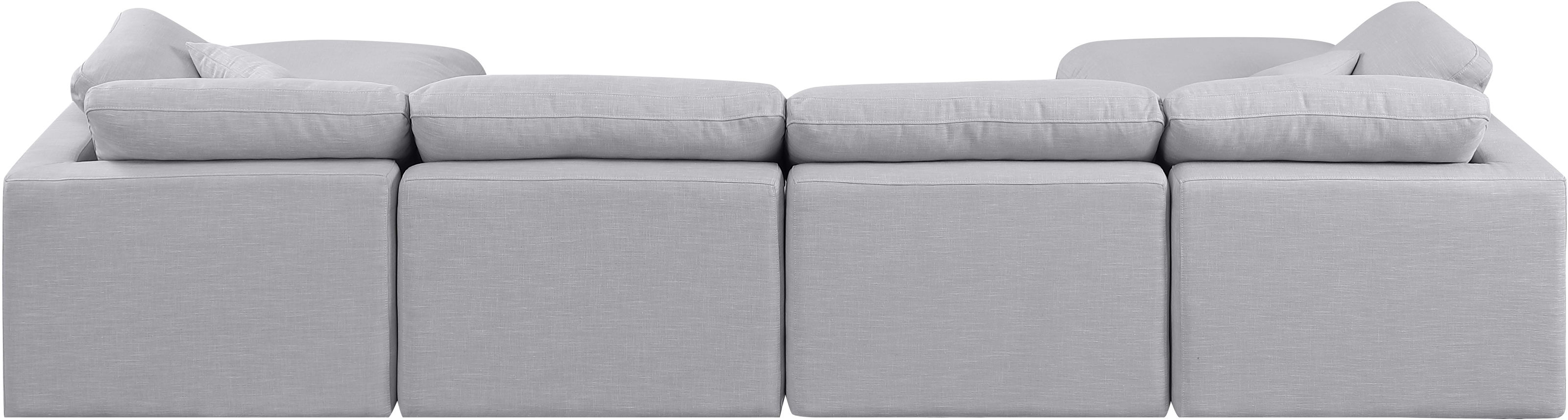 Indulge - Linen 6 Piece Modular Double Chaise Sectional - Gray