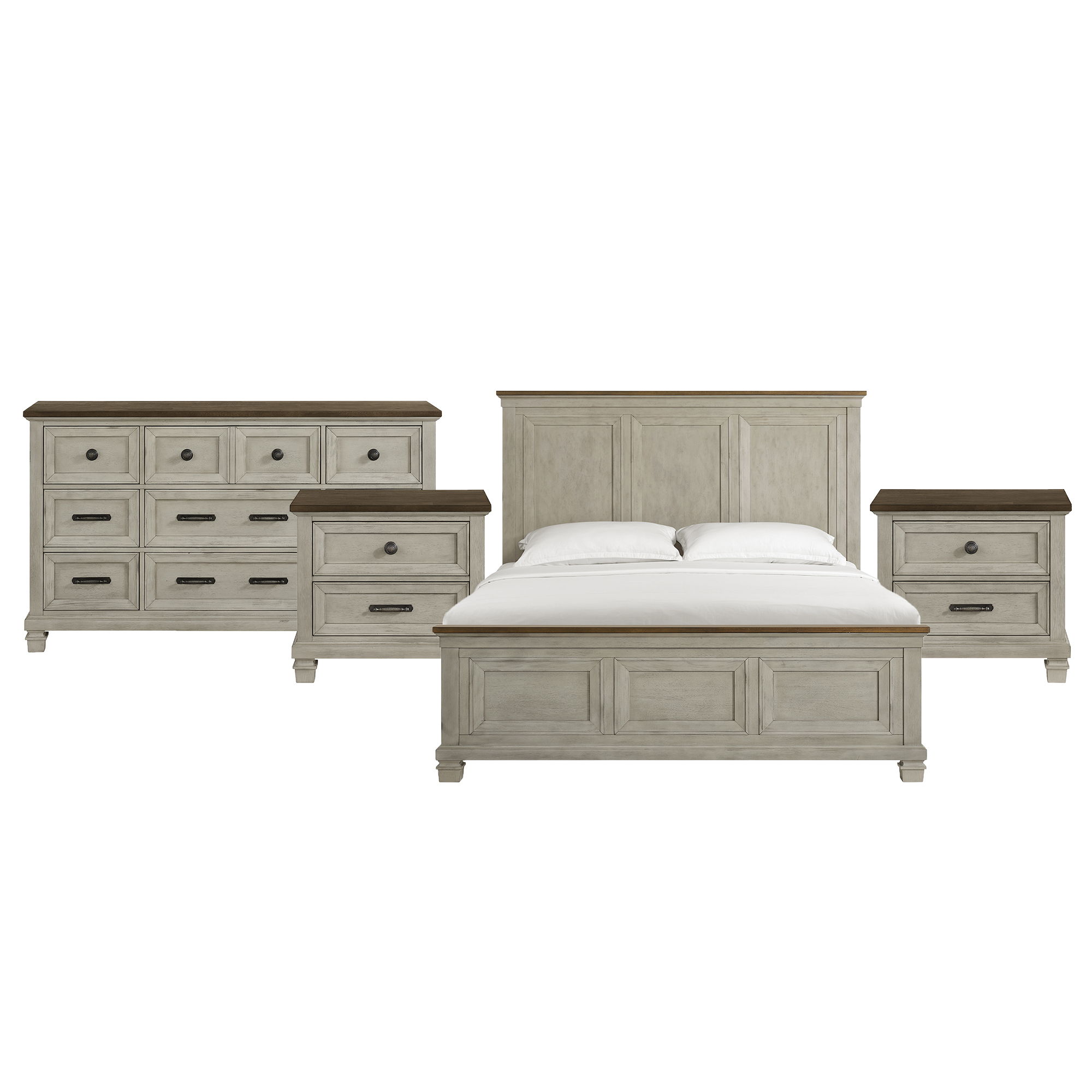 King · 4 Pc · Bedroom Set With 2 Nightstands & Dresser