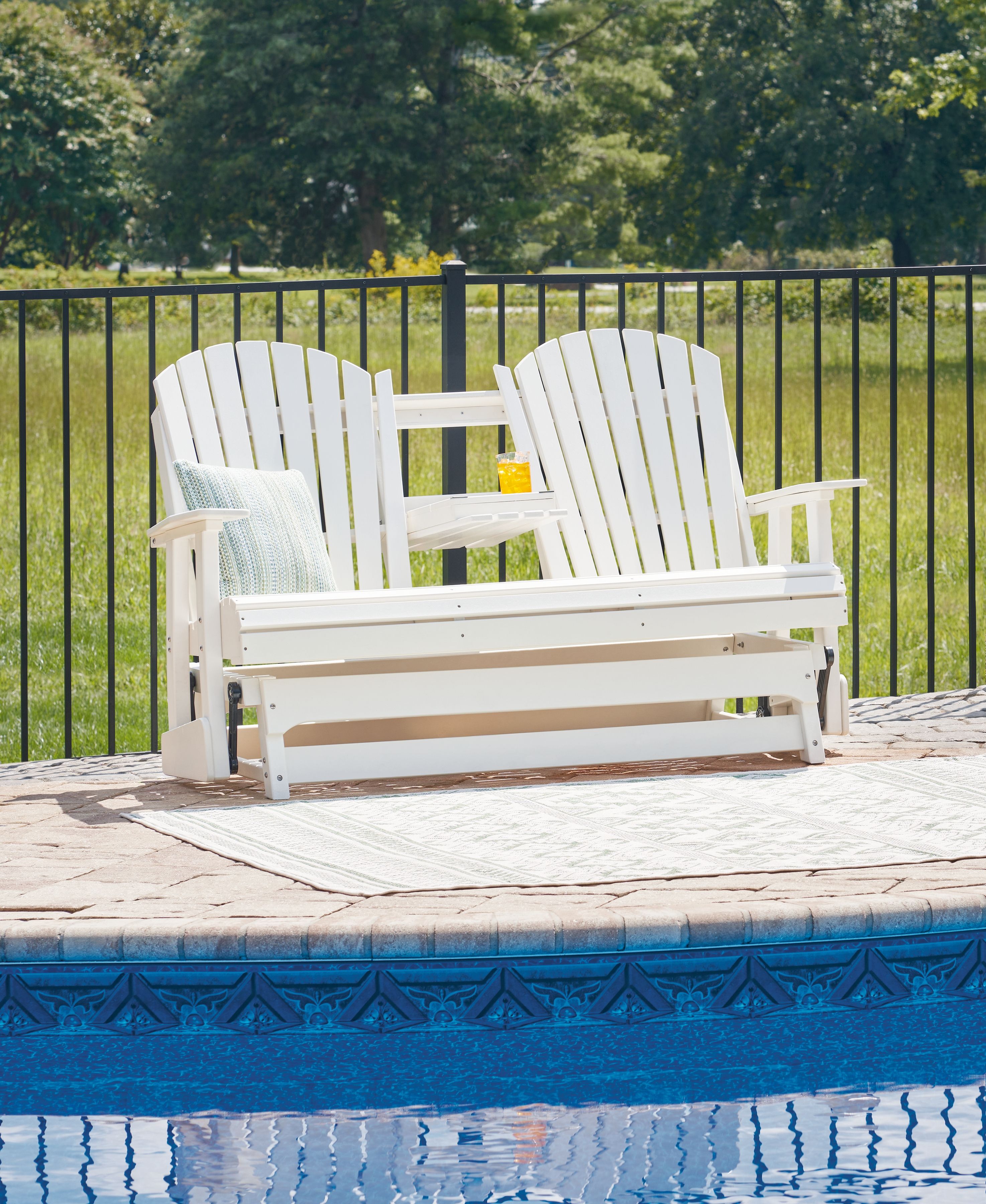 Ashley Furniture Hyland Wave - Glider Loveseat - White - Image 4